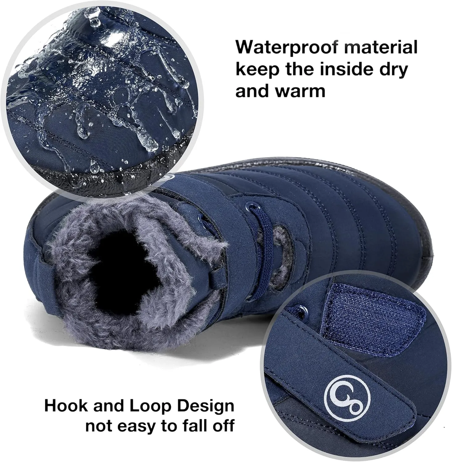 Ablanczoom Boys Girls Winter Snow Boots - Comfortable Warm Fur Lined Toddler Boot Outdoor Waterproof Slip On Walking Ankle Booties For Little Kid