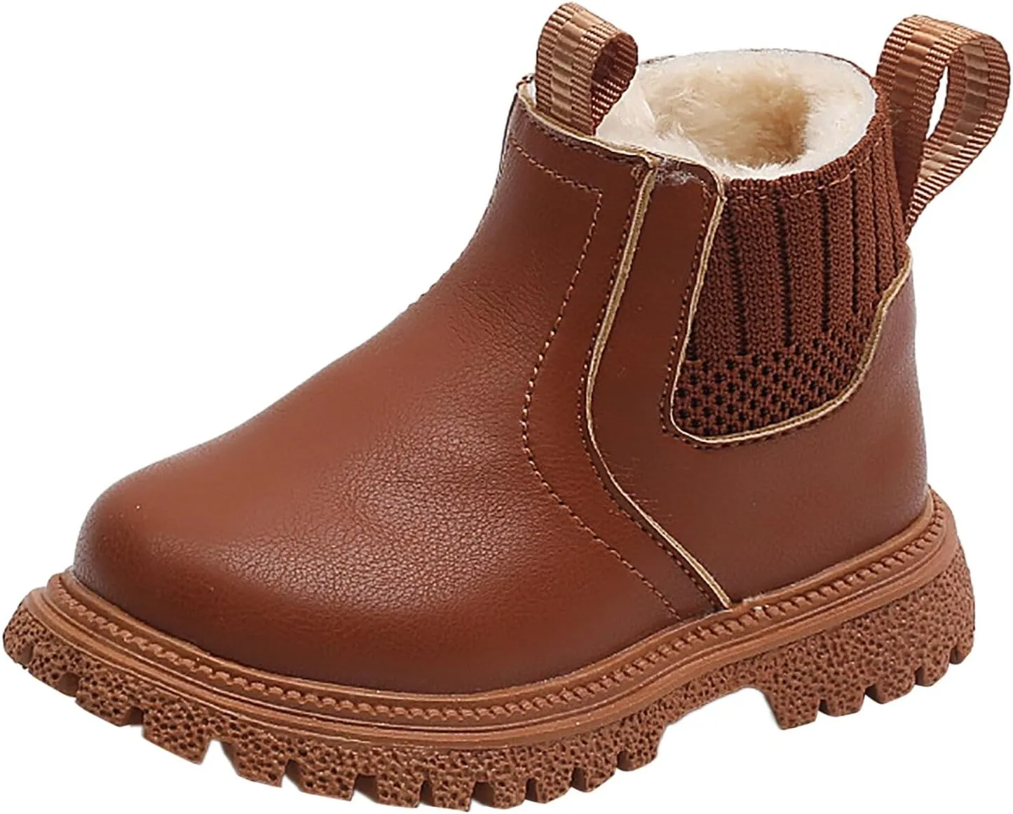 Baby Winter Ankle Boots Lace up Leather Ankle Boots Faux Fur Fashion Non Slip Warm Winter Boots Kids Outdoor Booties