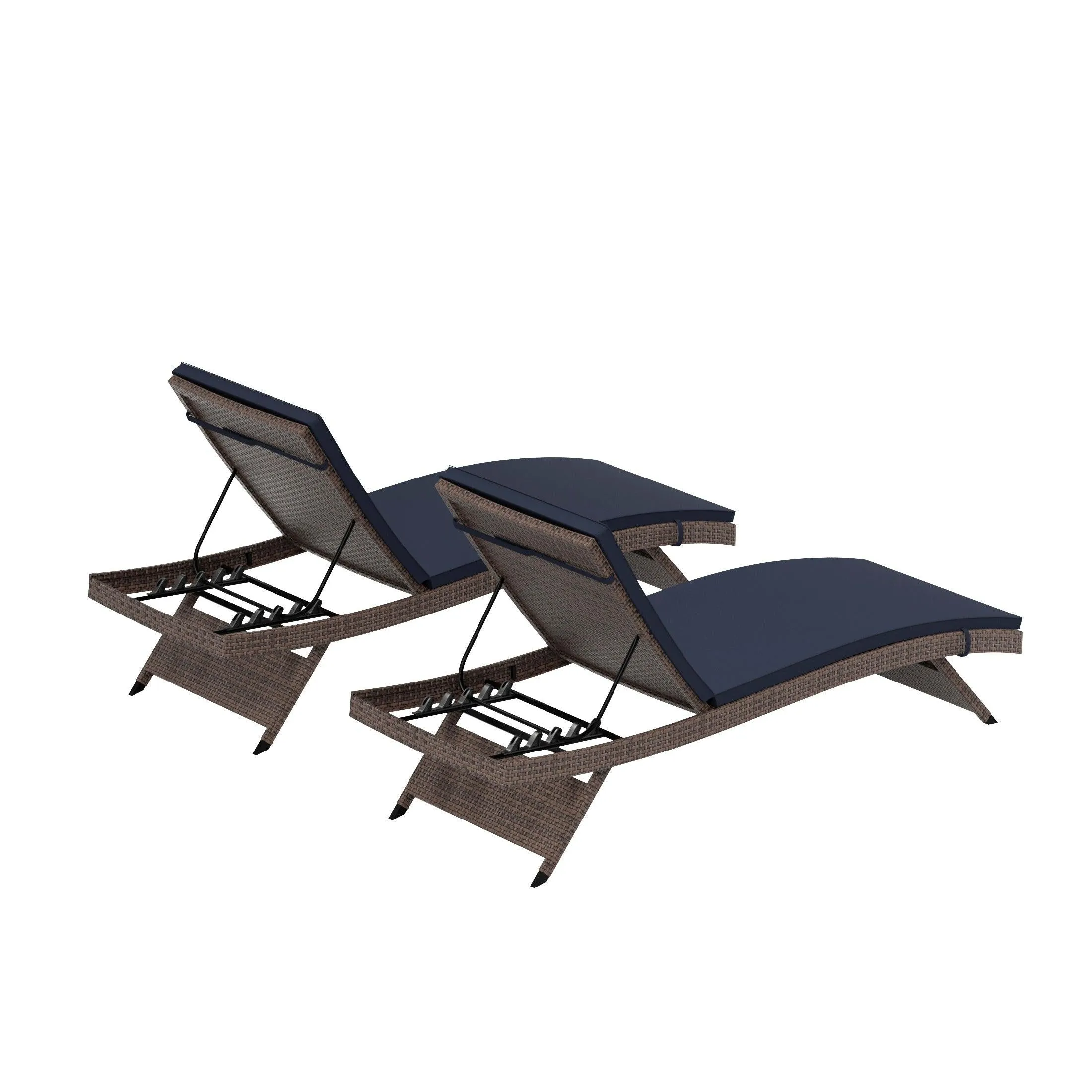 Bahama Brown Rattan Wicker Outdoor Chaise Lounges with Cushion Included (Set of 2)
