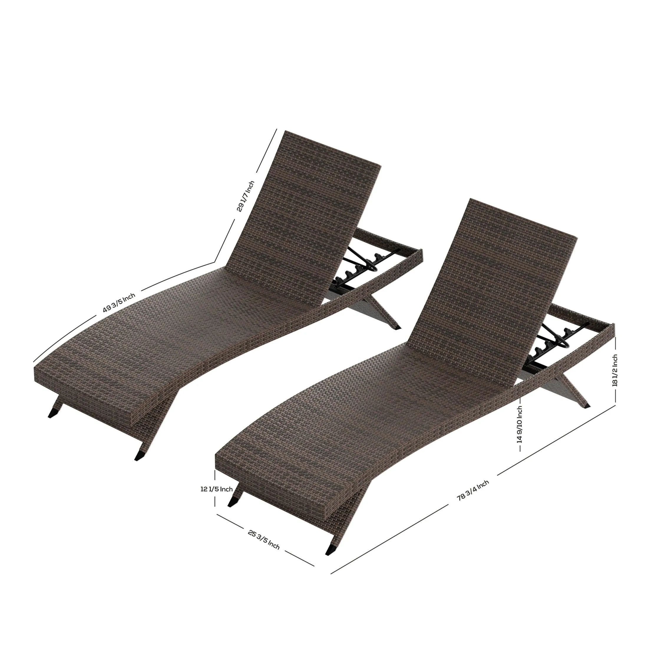 Bahama Brown Rattan Wicker Outdoor Chaise Lounges with Cushion Included (Set of 2)