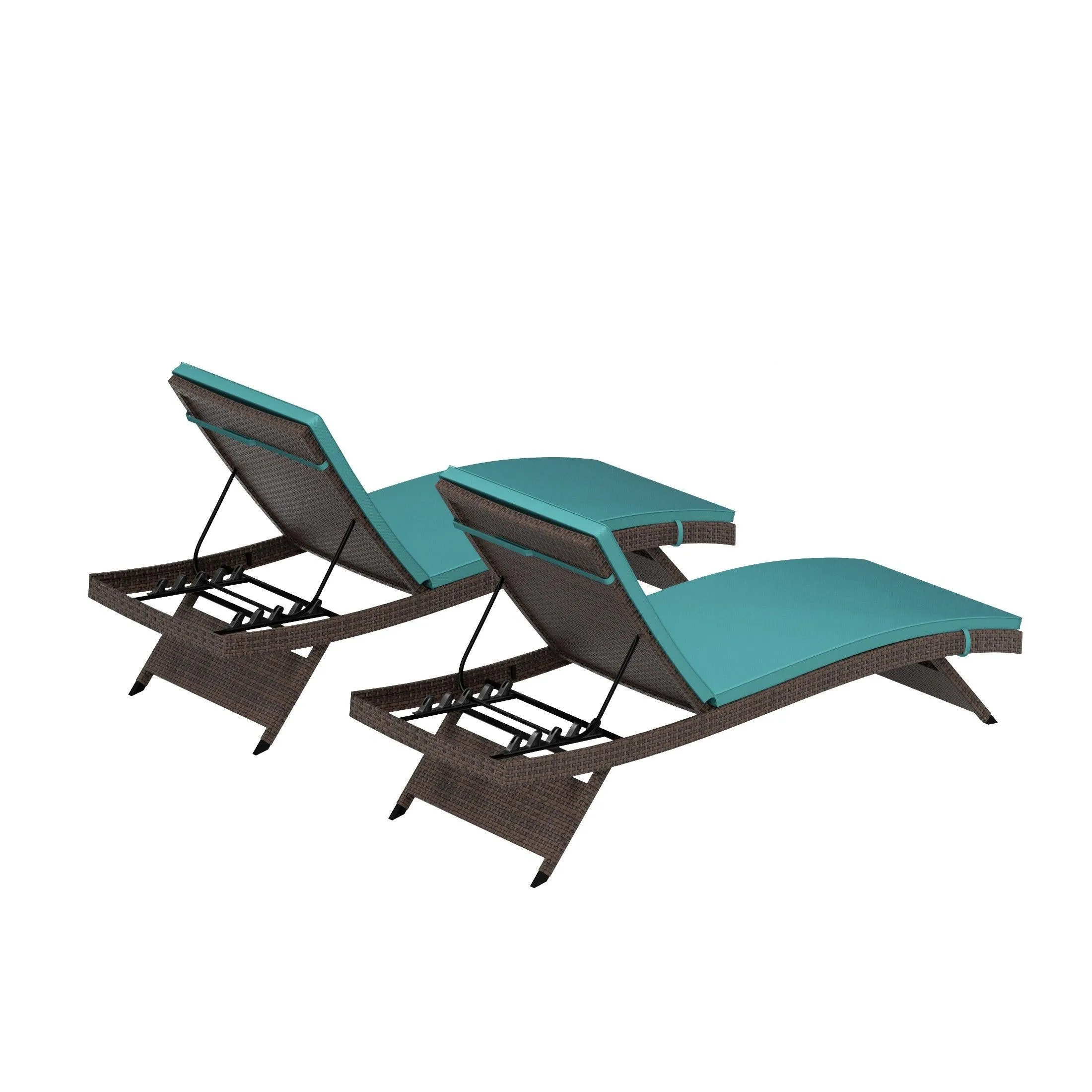 Bahama Brown Rattan Wicker Outdoor Chaise Lounges with Cushion Included (Set of 2)