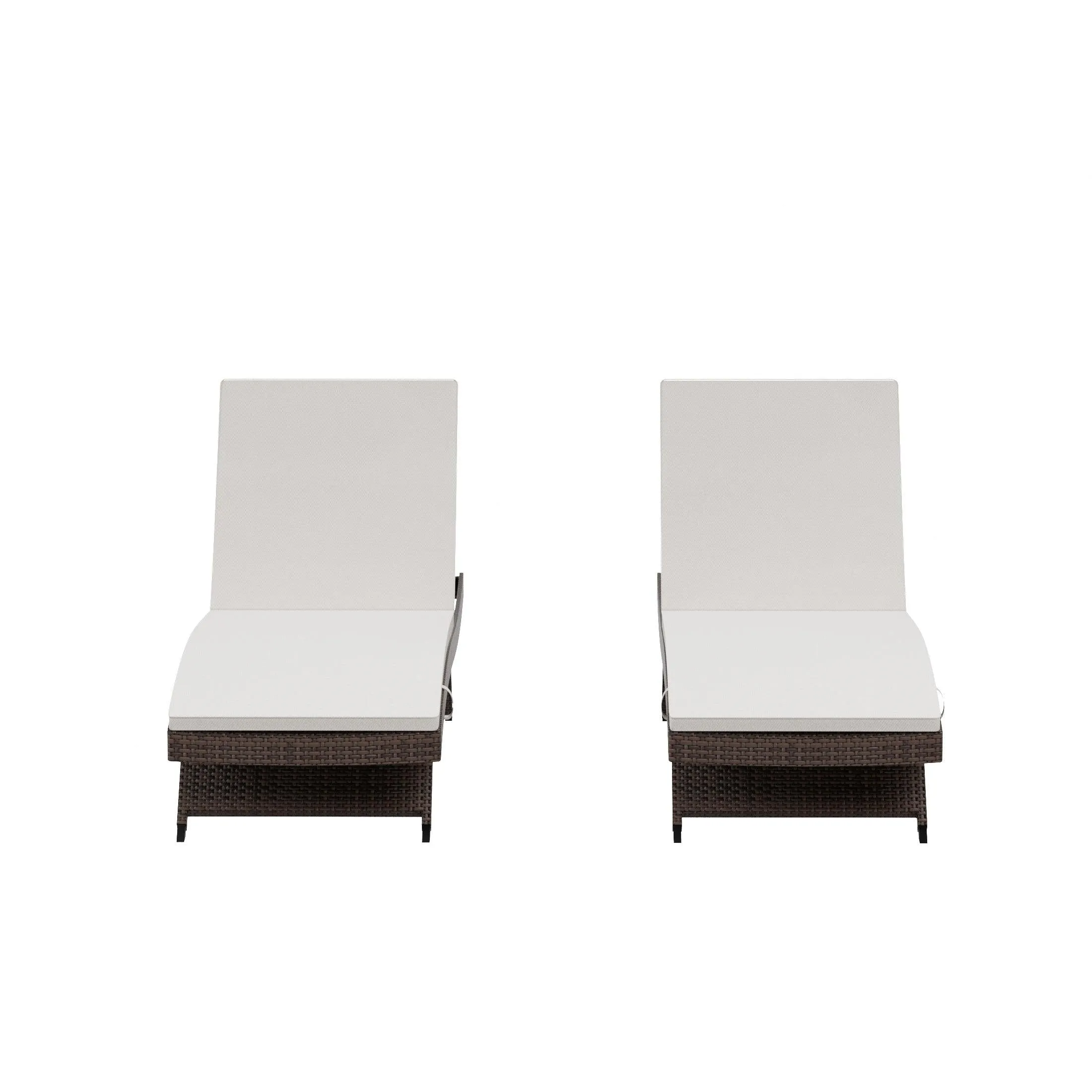 Bahama Brown Rattan Wicker Outdoor Chaise Lounges with Cushion Included (Set of 2)