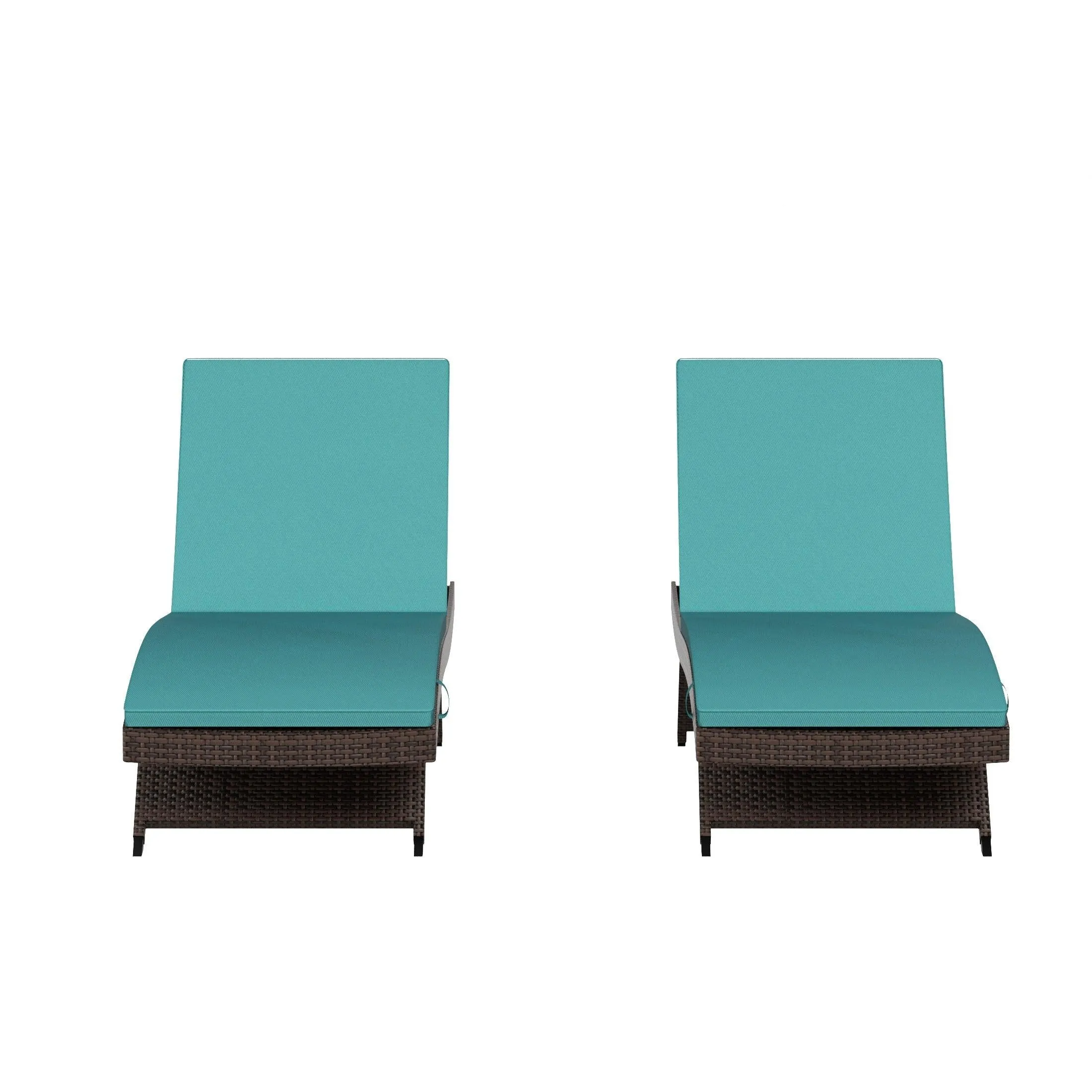 Bahama Brown Rattan Wicker Outdoor Chaise Lounges with Cushion Included (Set of 2)