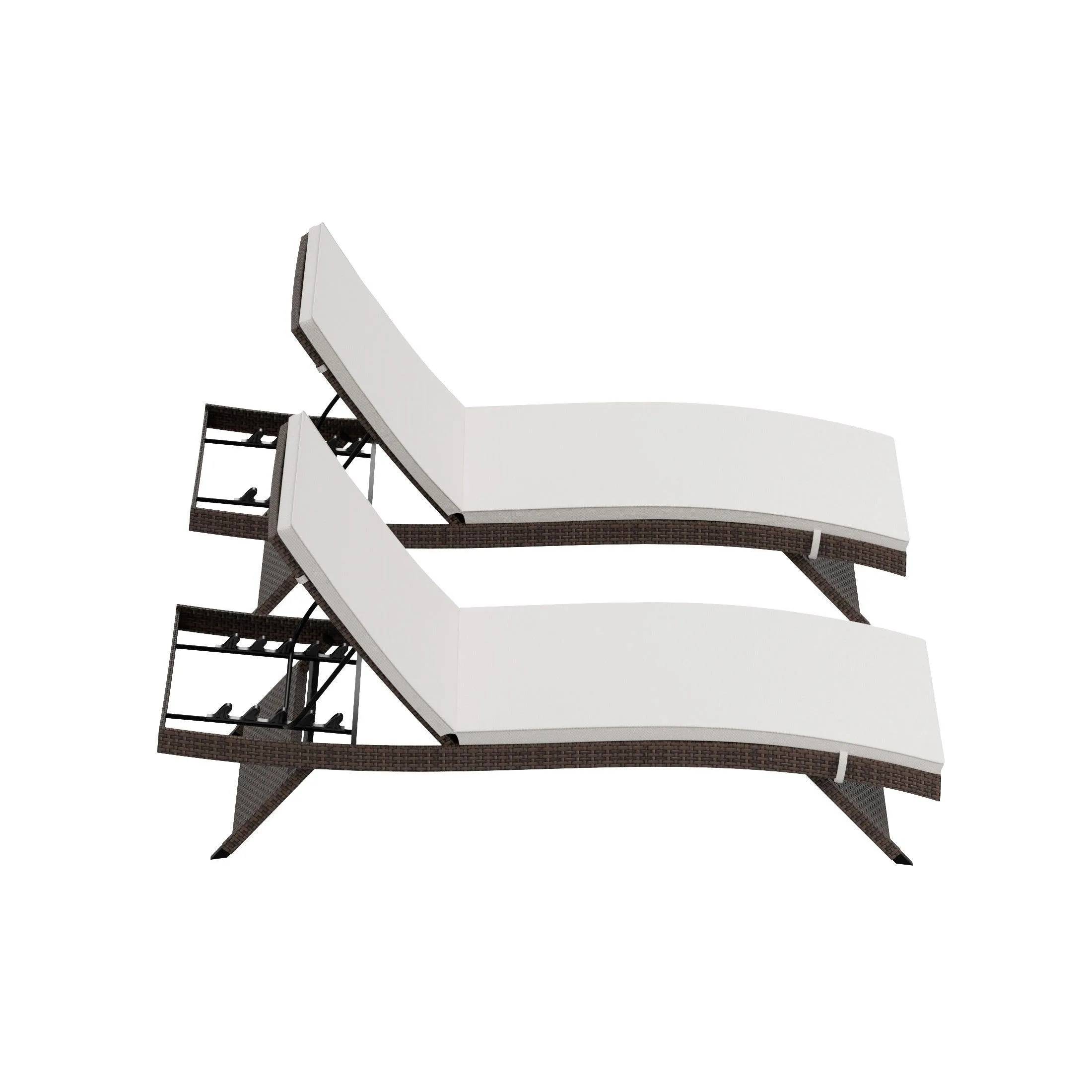 Bahama Brown Rattan Wicker Outdoor Chaise Lounges with Cushion Included (Set of 2)