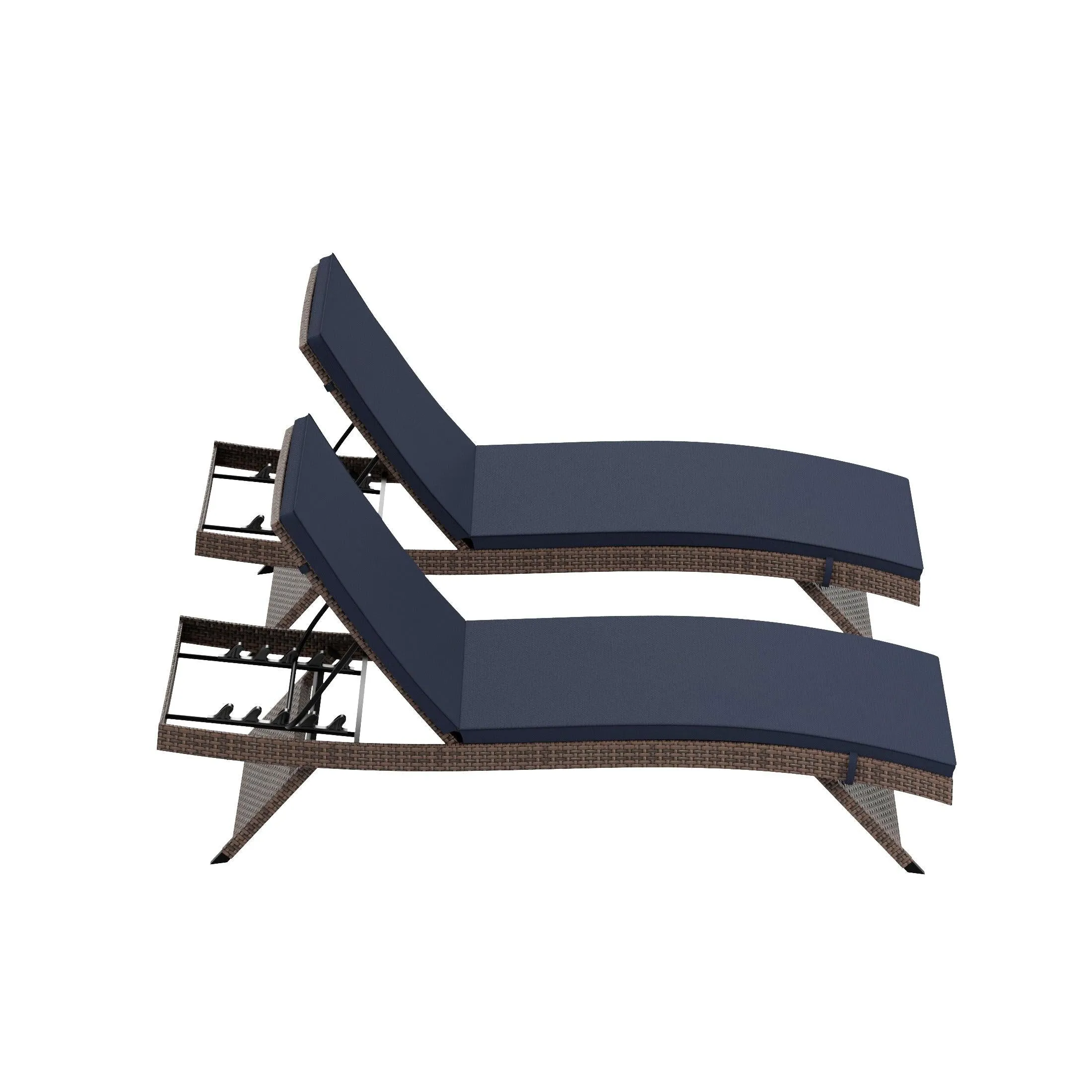 Bahama Brown Rattan Wicker Outdoor Chaise Lounges with Cushion Included (Set of 2)