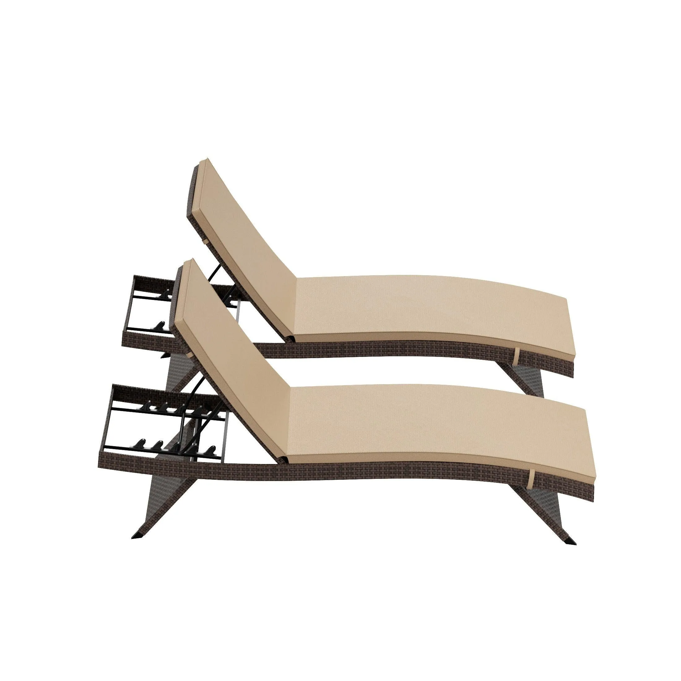Bahama Brown Rattan Wicker Outdoor Chaise Lounges with Cushion Included (Set of 2)