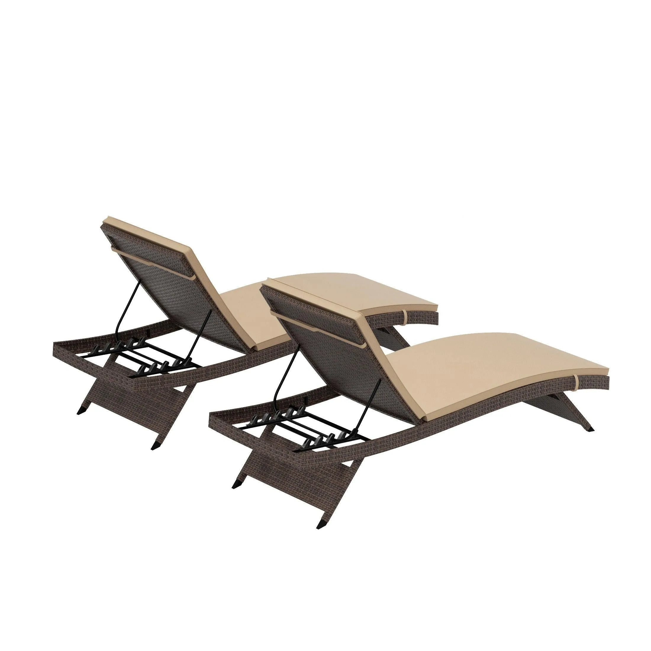 Bahama Brown Rattan Wicker Outdoor Chaise Lounges with Cushion Included (Set of 2)