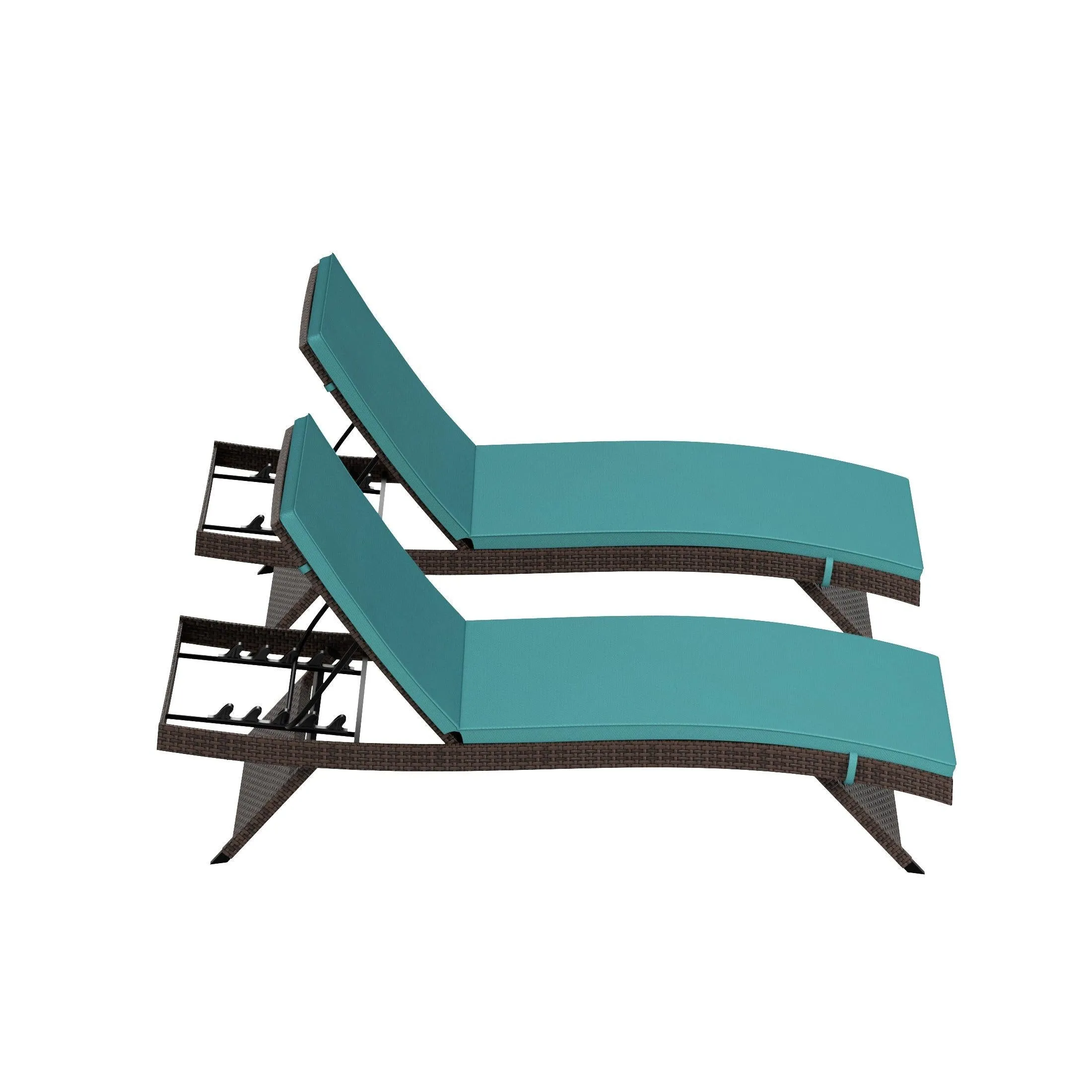 Bahama Brown Rattan Wicker Outdoor Chaise Lounges with Cushion Included (Set of 2)
