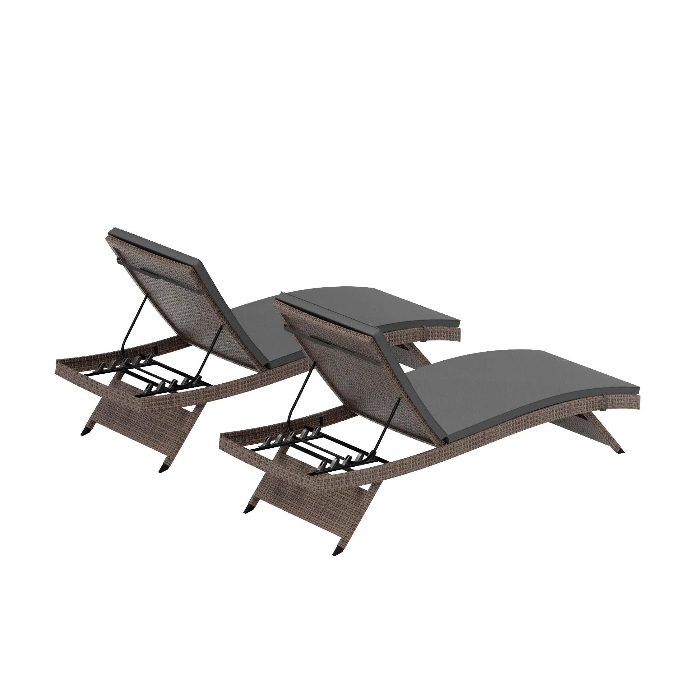 Bahama Brown Rattan Wicker Outdoor Chaise Lounges with Cushion Included (Set of 2)