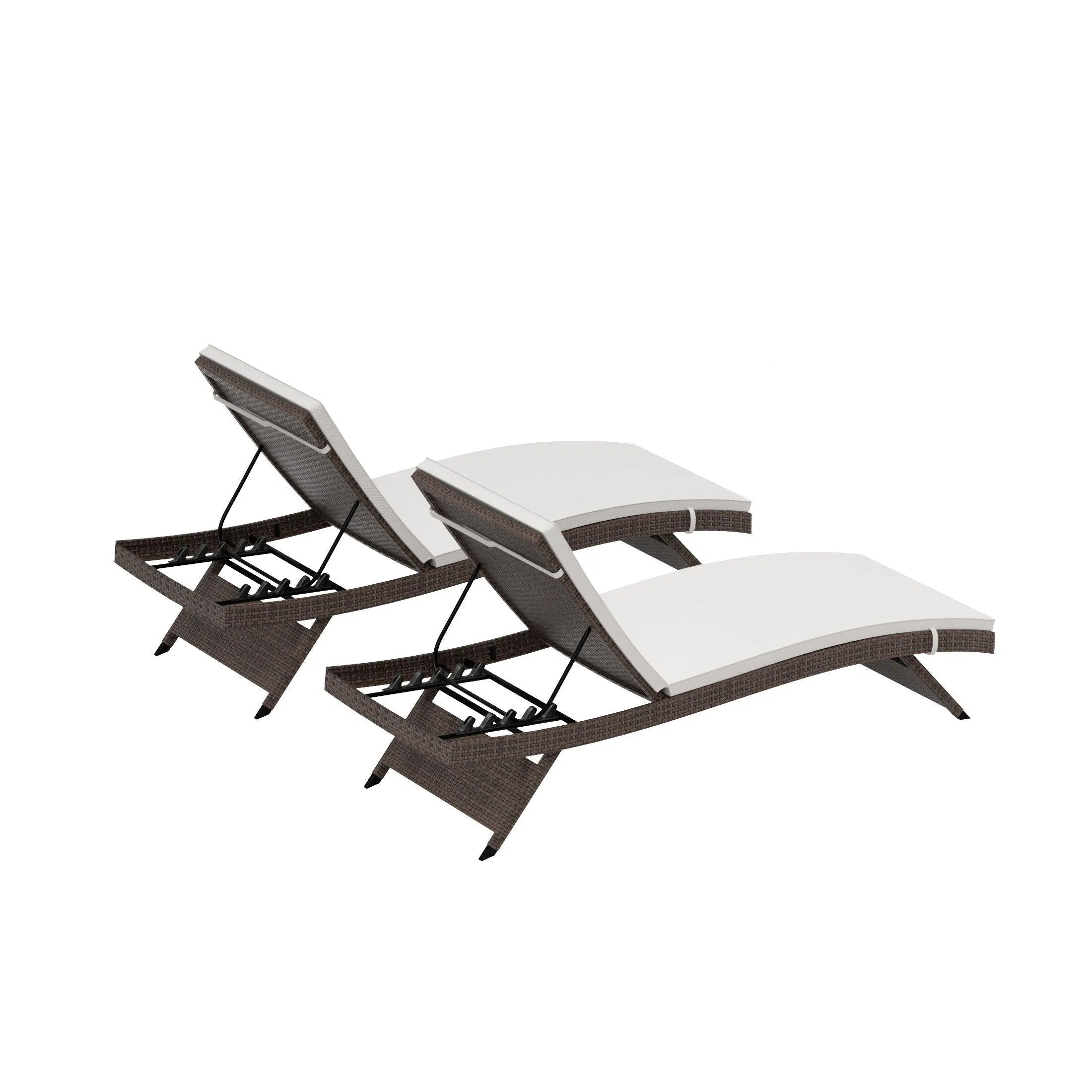 Bahama Brown Rattan Wicker Outdoor Chaise Lounges with Cushion Included (Set of 2)