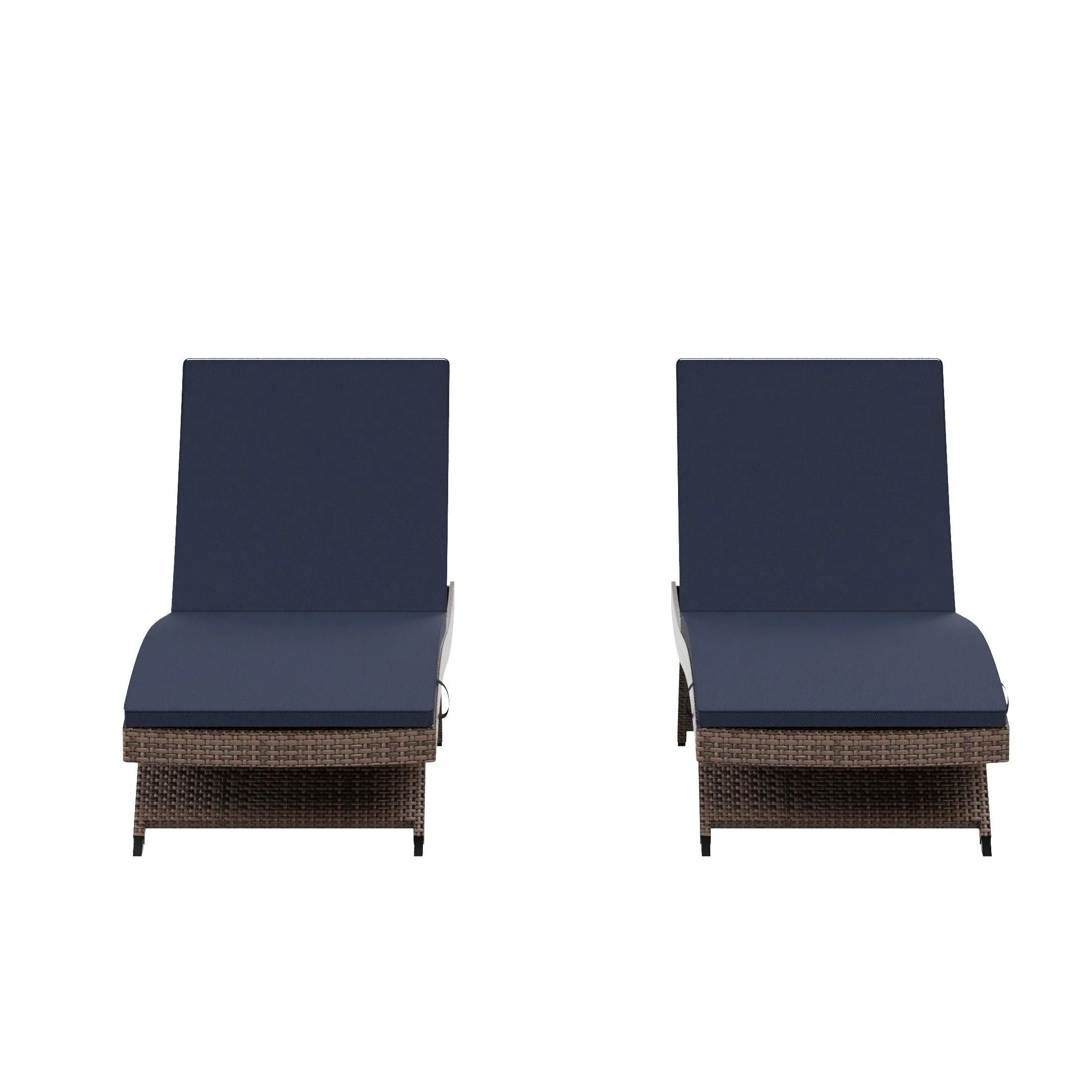 Bahama Brown Rattan Wicker Outdoor Chaise Lounges with Cushion Included (Set of 2)