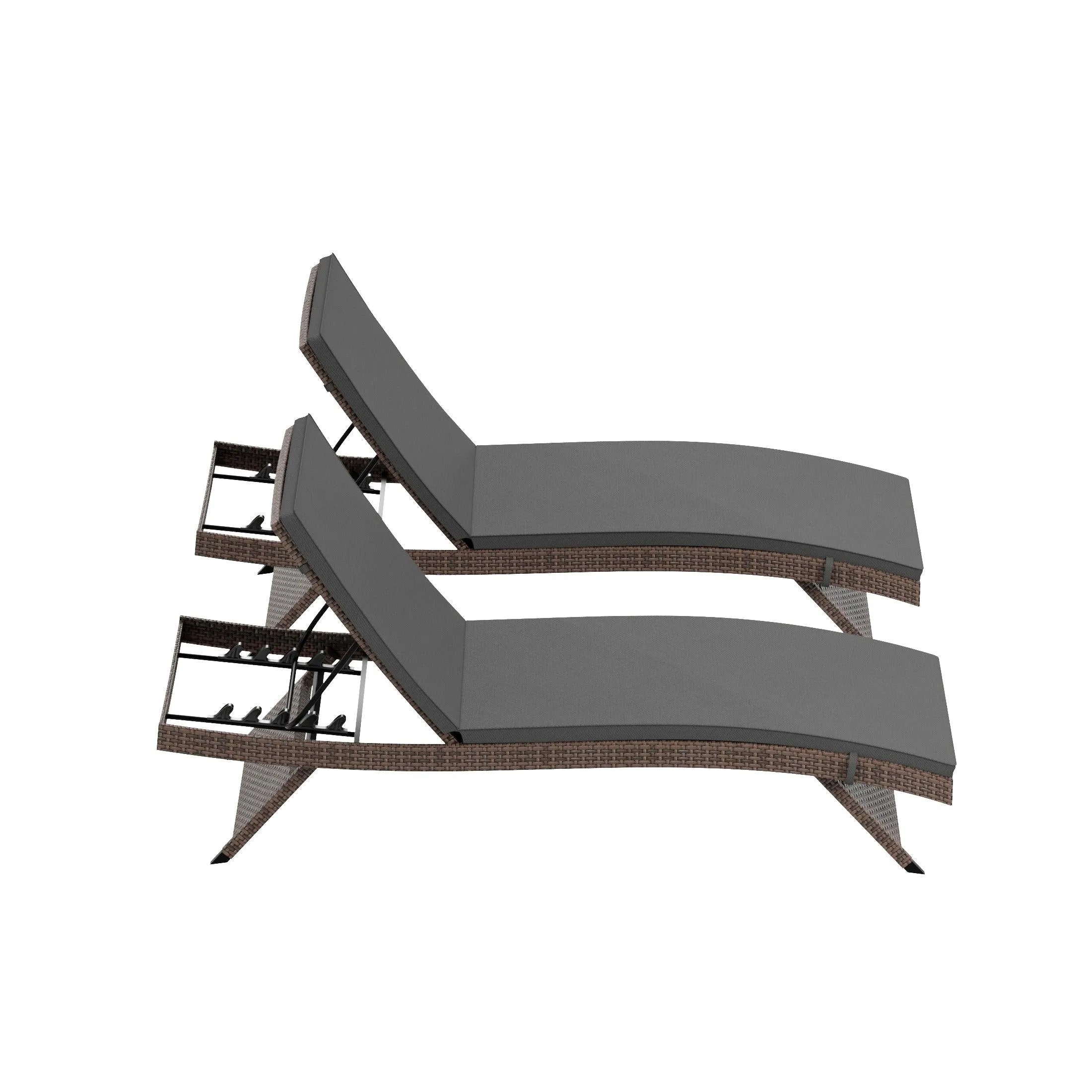 Bahama Brown Rattan Wicker Outdoor Chaise Lounges with Cushion Included (Set of 2)