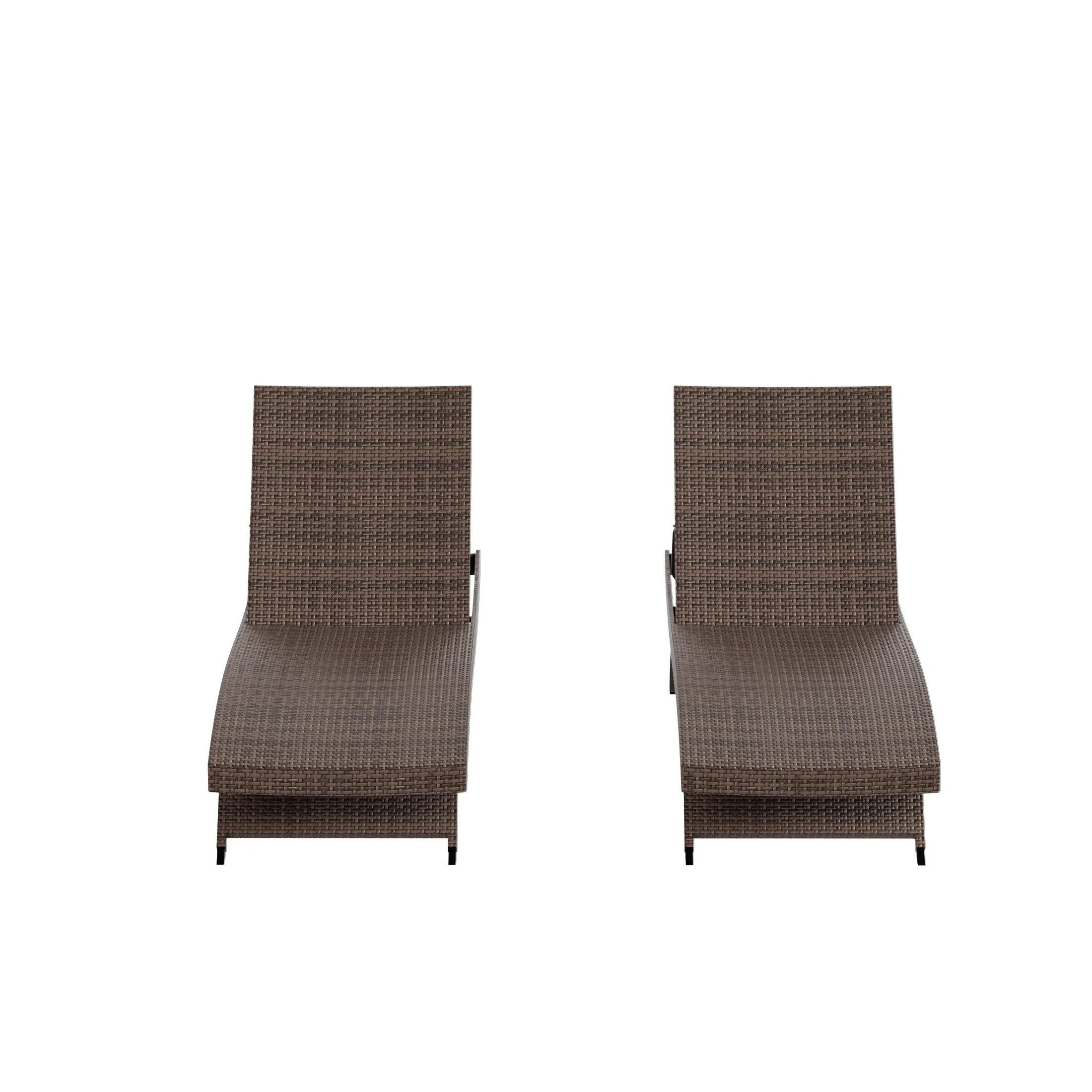 Bahama Brown Wicker Rattan Outdoor Chaise Lounge Chairs (Set of 2)