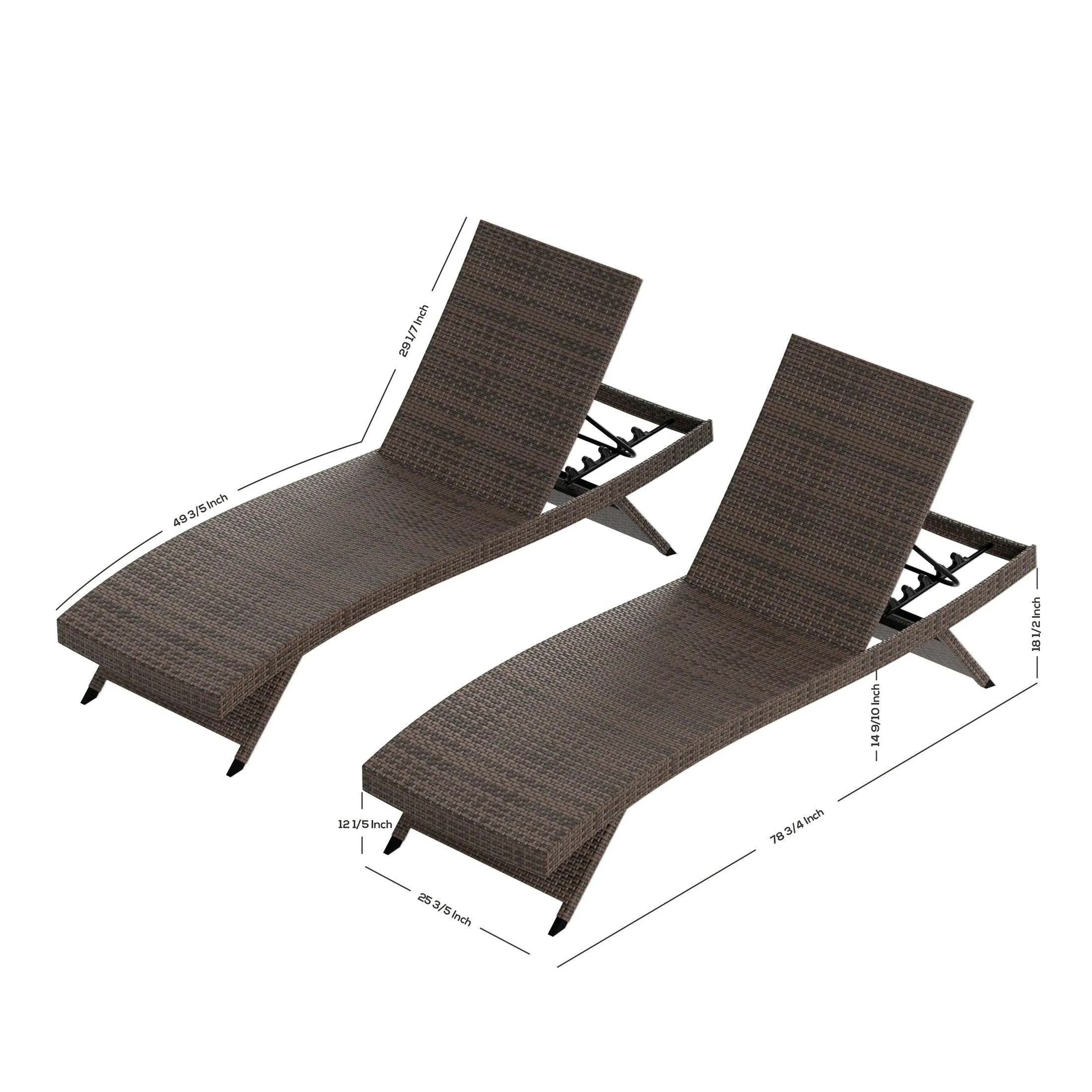 Bahama Brown Wicker Rattan Outdoor Chaise Lounge Chairs (Set of 2)