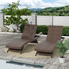 Bahama Brown Wicker Rattan Outdoor Chaise Lounge Chairs (Set of 2)