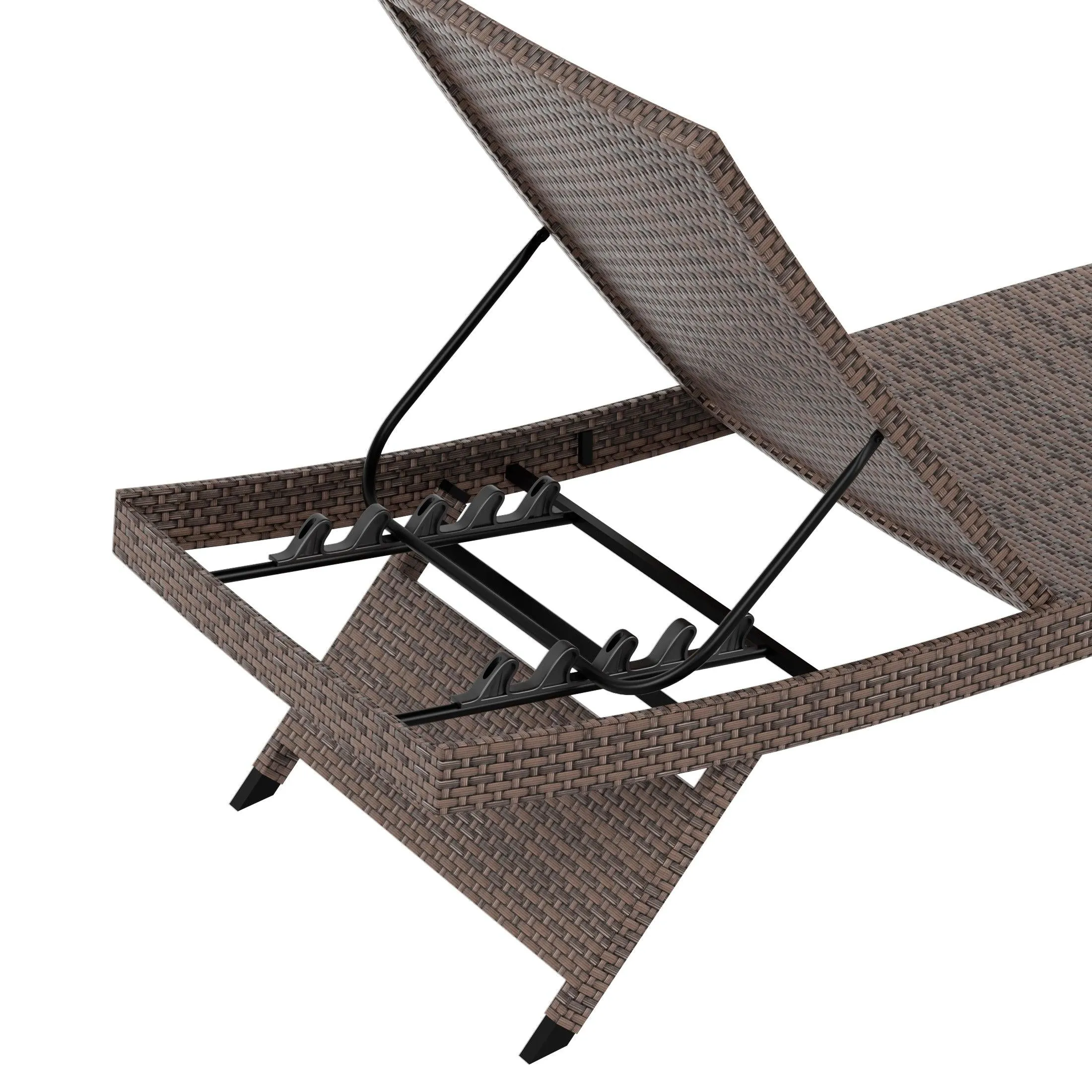 Bahama Brown Wicker Rattan Outdoor Chaise Lounge Chairs (Set of 2)