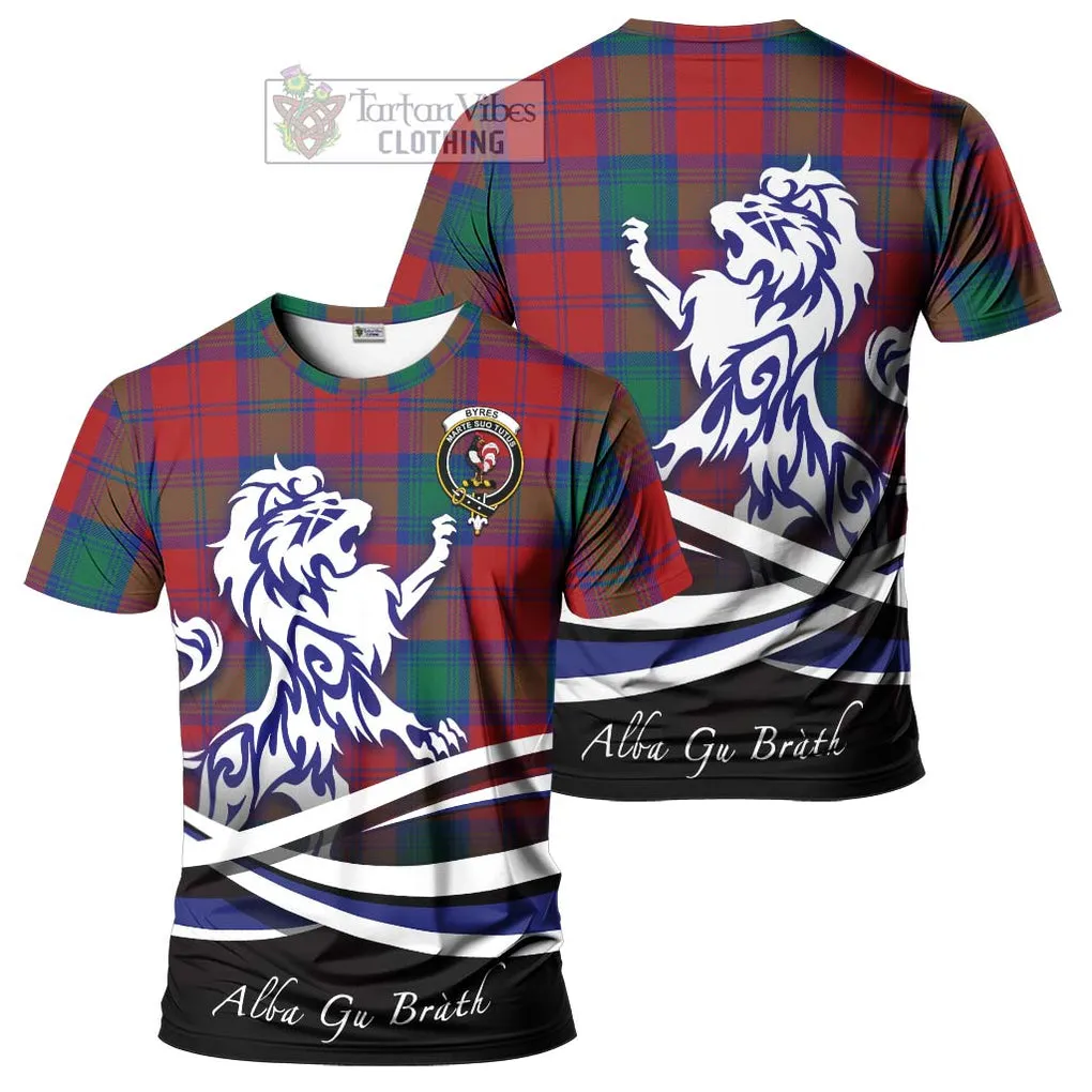 Byres (Byses) Tartan Cotton T-shirt with Alba Gu Brath Regal Lion Emblem