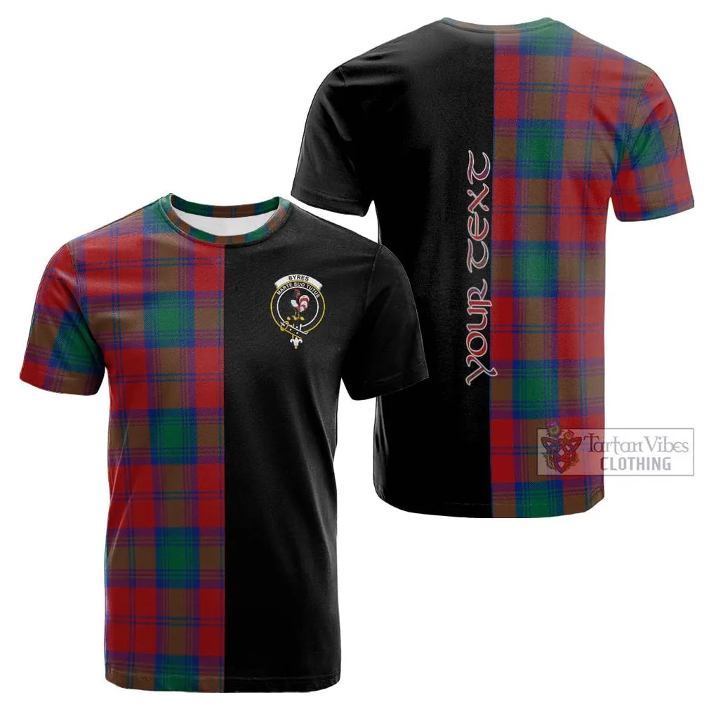 Byres (Byses) Tartan Cotton T-shirt with Family Crest and Half Of Me Style