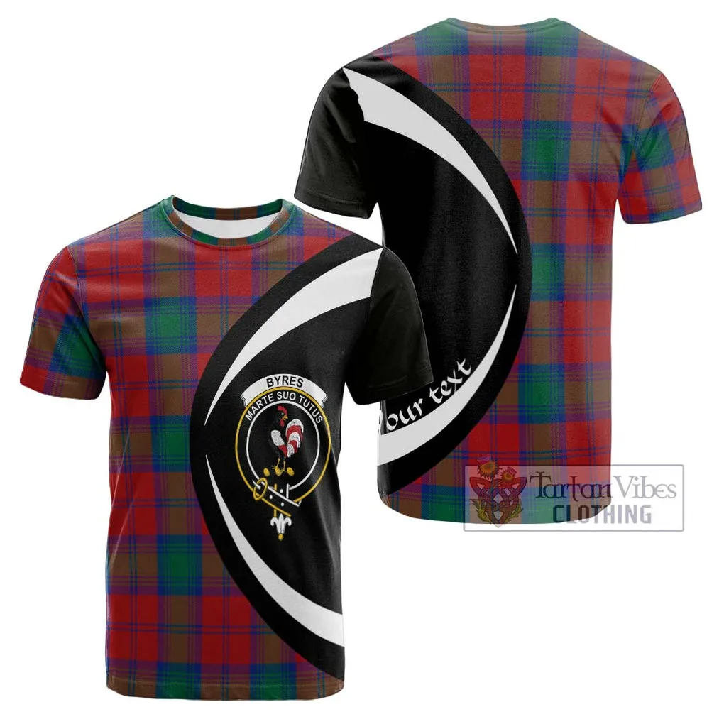 Byres (Byses) Tartan Cotton T-shirt with Family Crest Circle Style