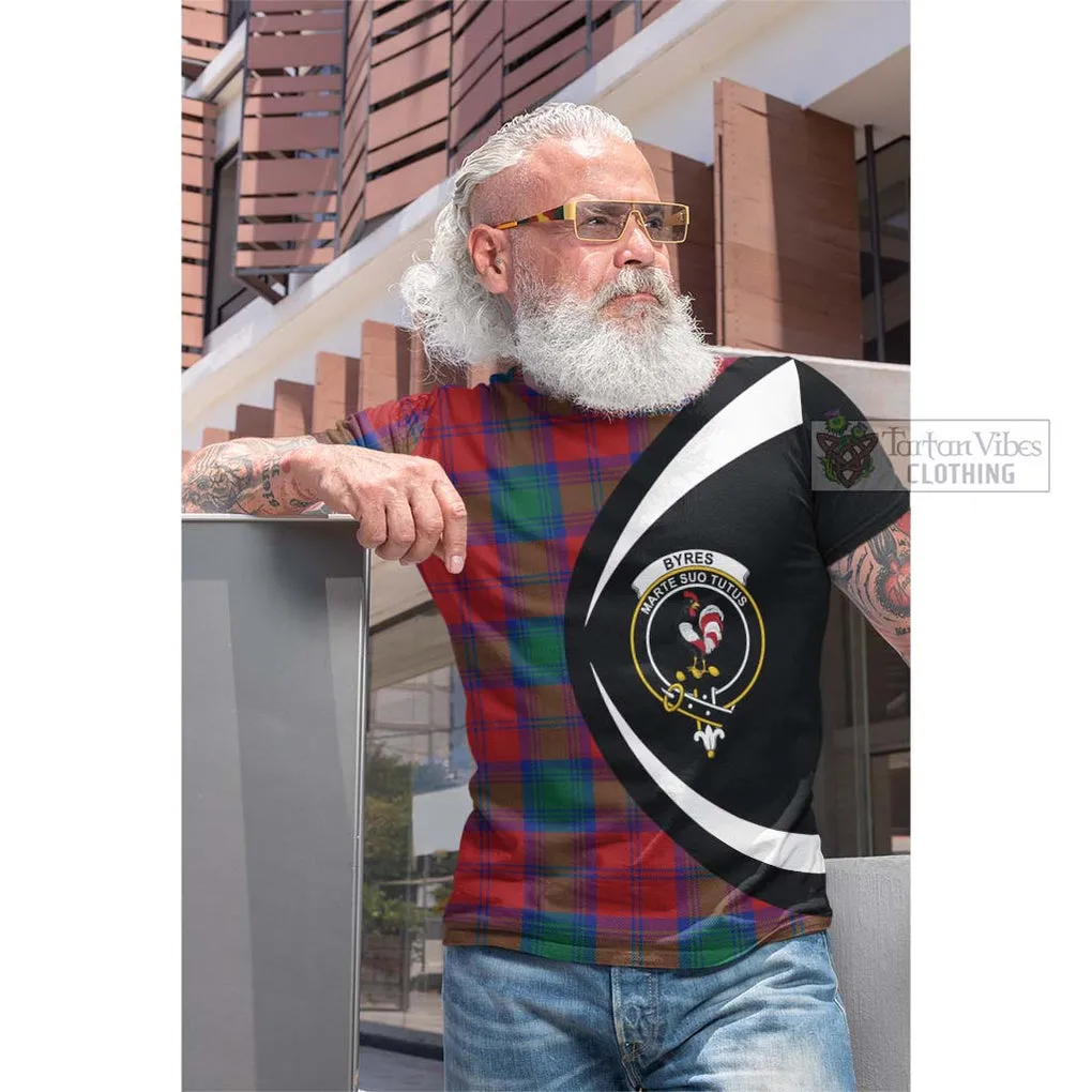 Byres (Byses) Tartan Cotton T-shirt with Family Crest Circle Style