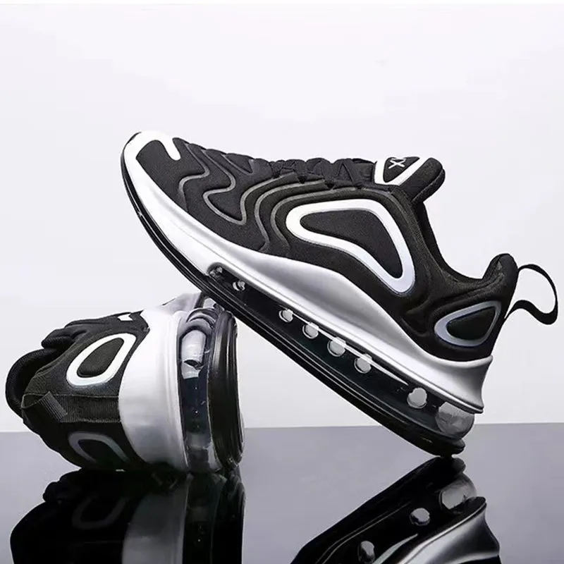 Casual Air Cushion Black Shoes Men Outdoor Breathable  Lace-up Sneakers Running Sports Shoes