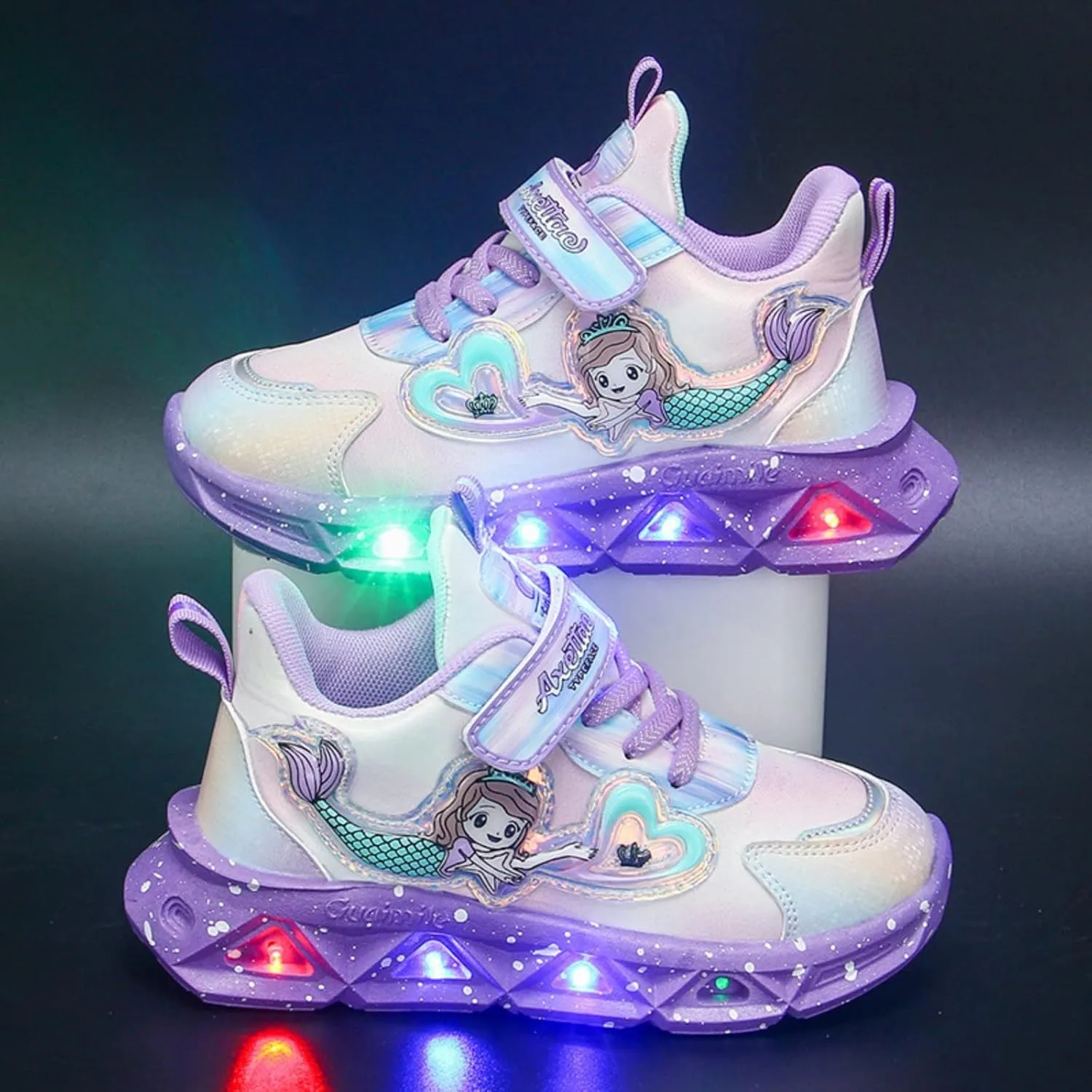 Children Sports Shoes with Lights Breathable Princess Lightweight Casual Lighting Kids Up Night High Heels for Girls