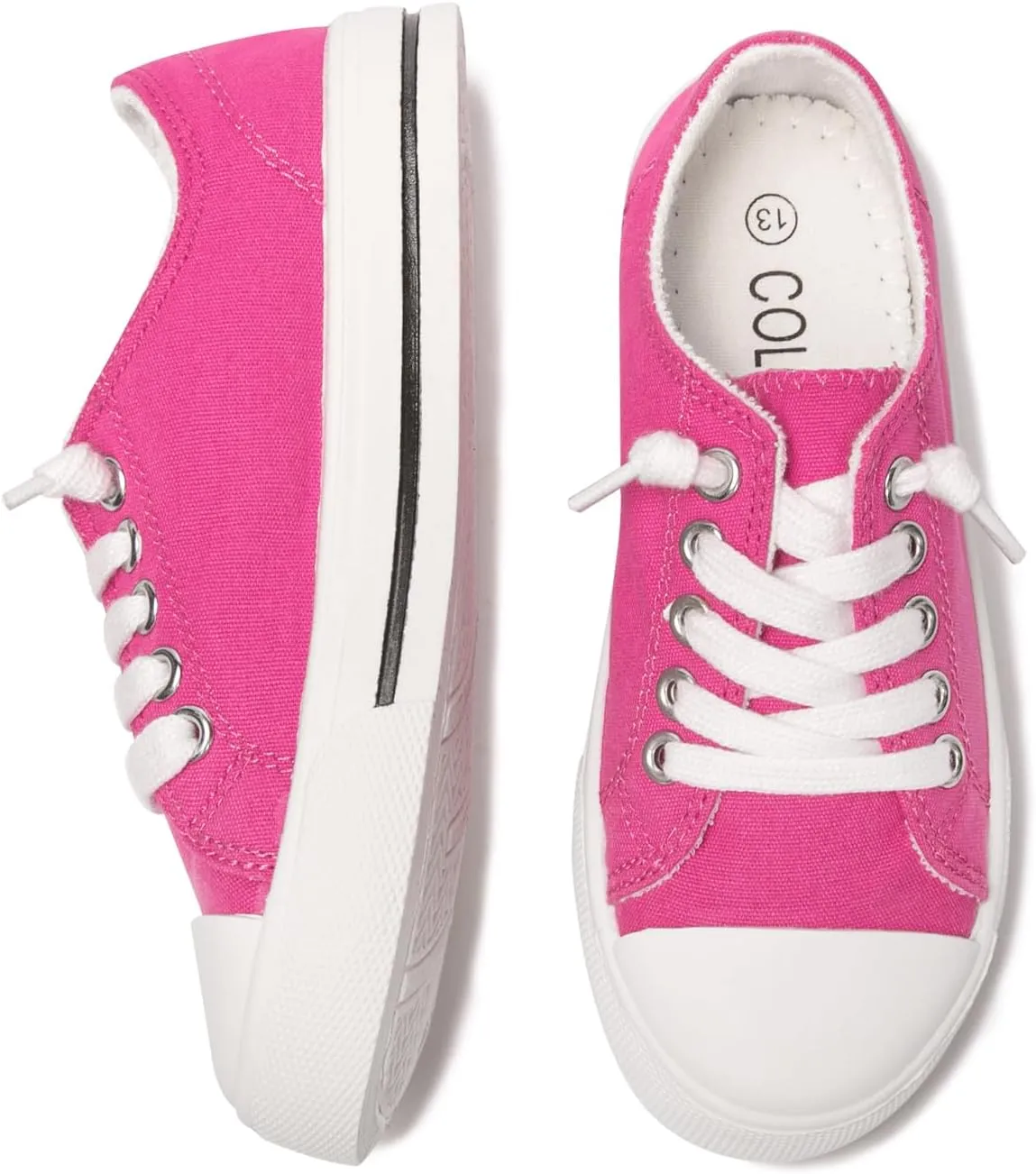 Colgo Boys Girls Sneakers Canvas Lace up Walking Shoes for Little Big Kids Size 11-6