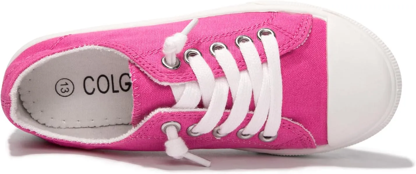 Colgo Boys Girls Sneakers Canvas Lace up Walking Shoes for Little Big Kids Size 11-6