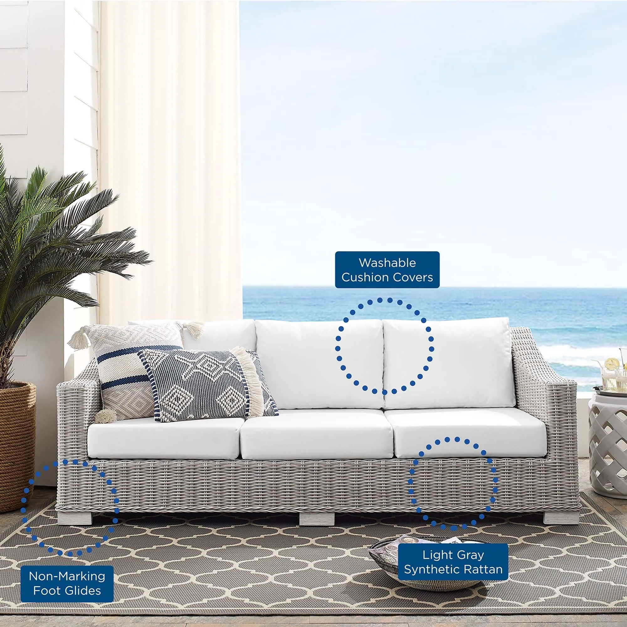 Conway Sunbrella® Outdoor Patio Wicker Rattan Sofa by Modway