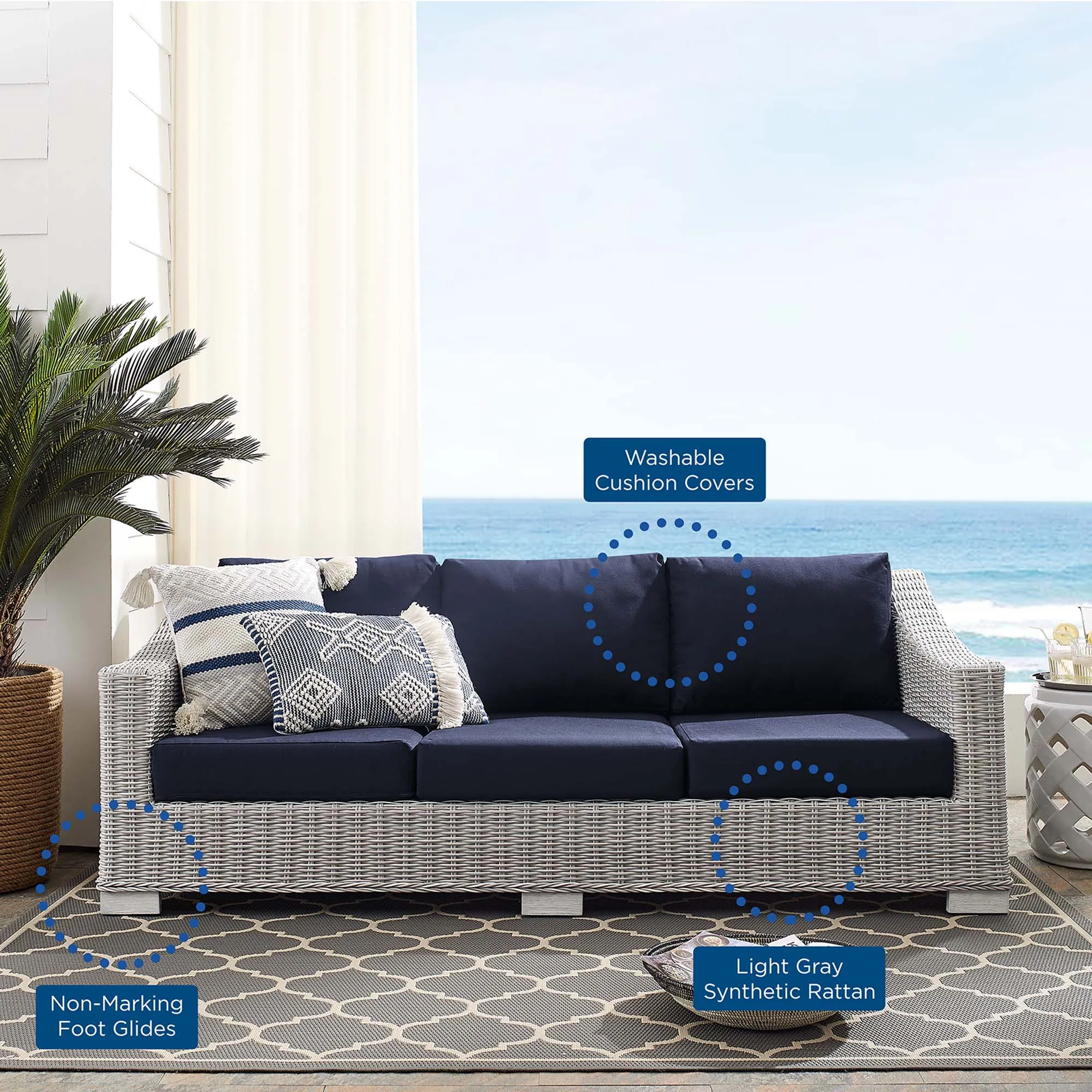 Conway Sunbrella® Outdoor Patio Wicker Rattan Sofa by Modway