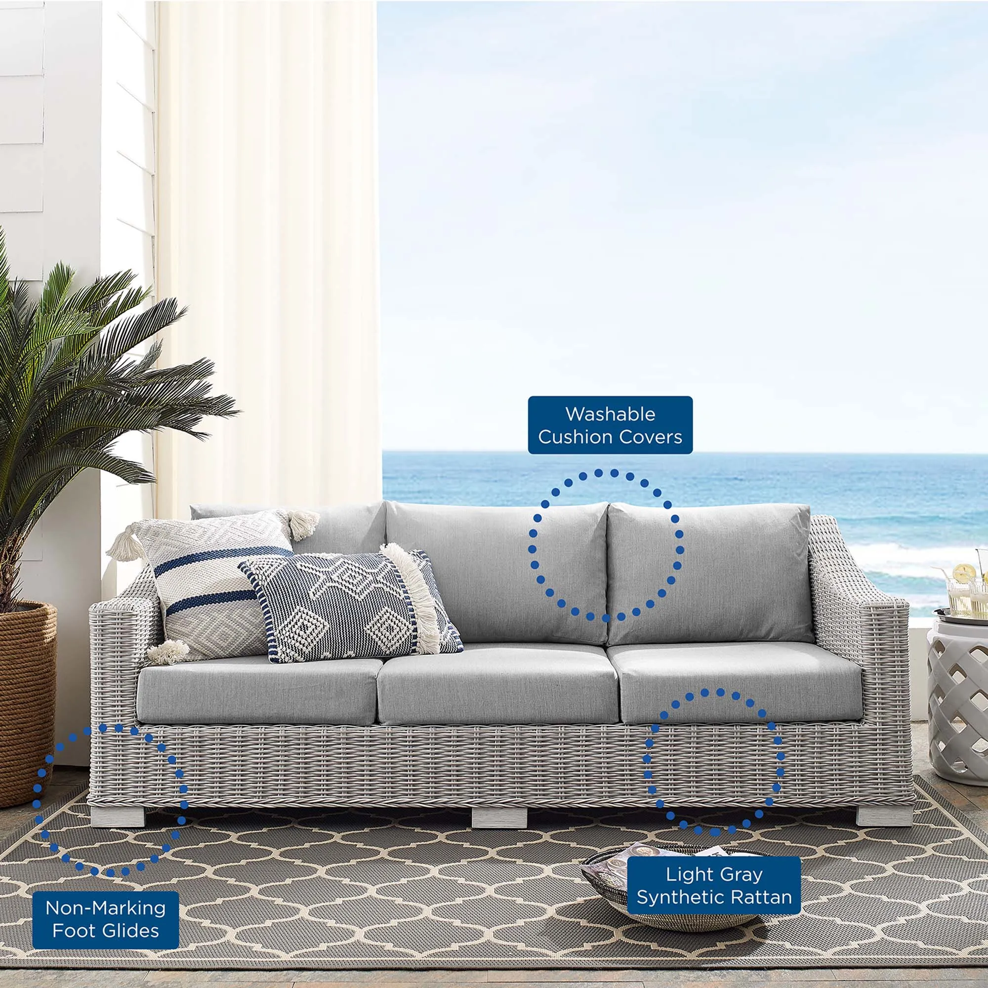 Conway Sunbrella® Outdoor Patio Wicker Rattan Sofa by Modway