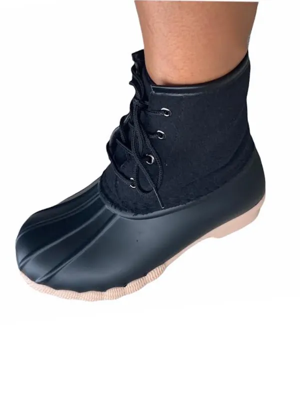 Fall Black Lace-Up Boots
