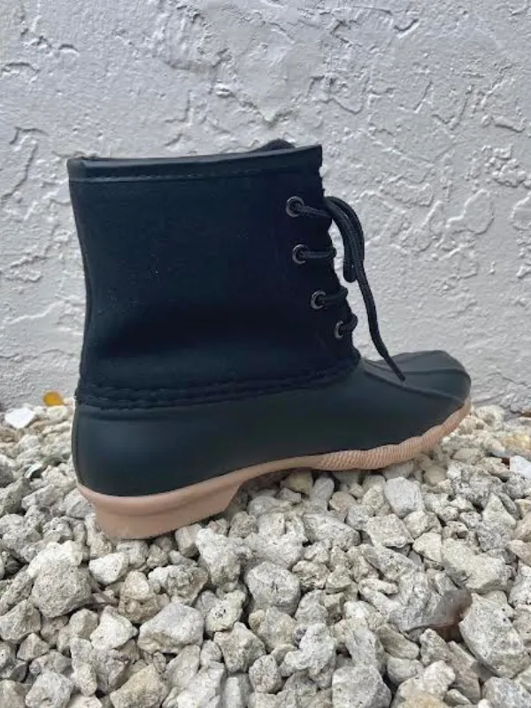 Fall Black Lace-Up Boots
