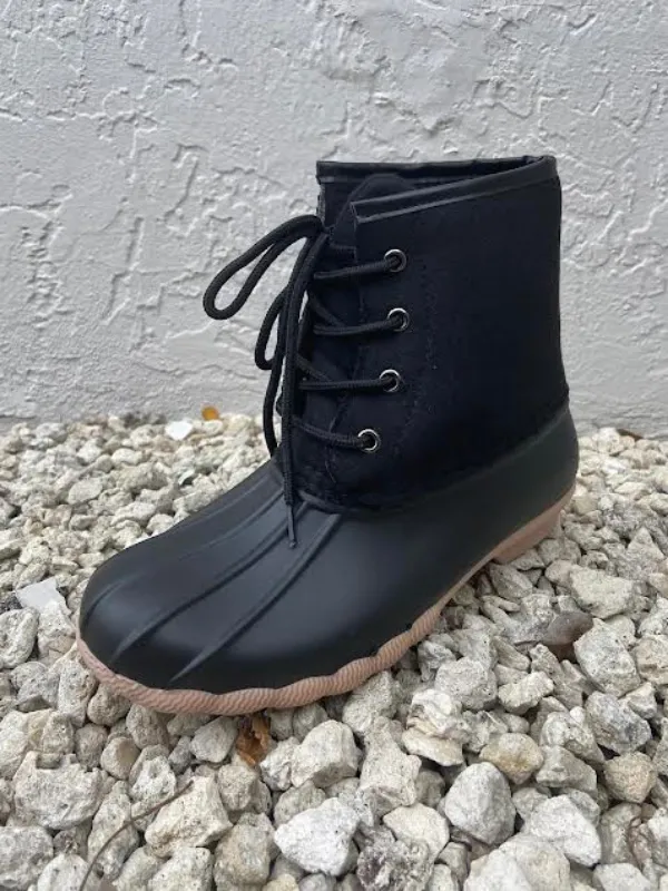 Fall Black Lace-Up Boots