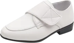 Fashion Children Boys Leather Shoes Pointed Low Heel Solid Color Hook Loop Slip On Dress Shoes for Toddler Girls