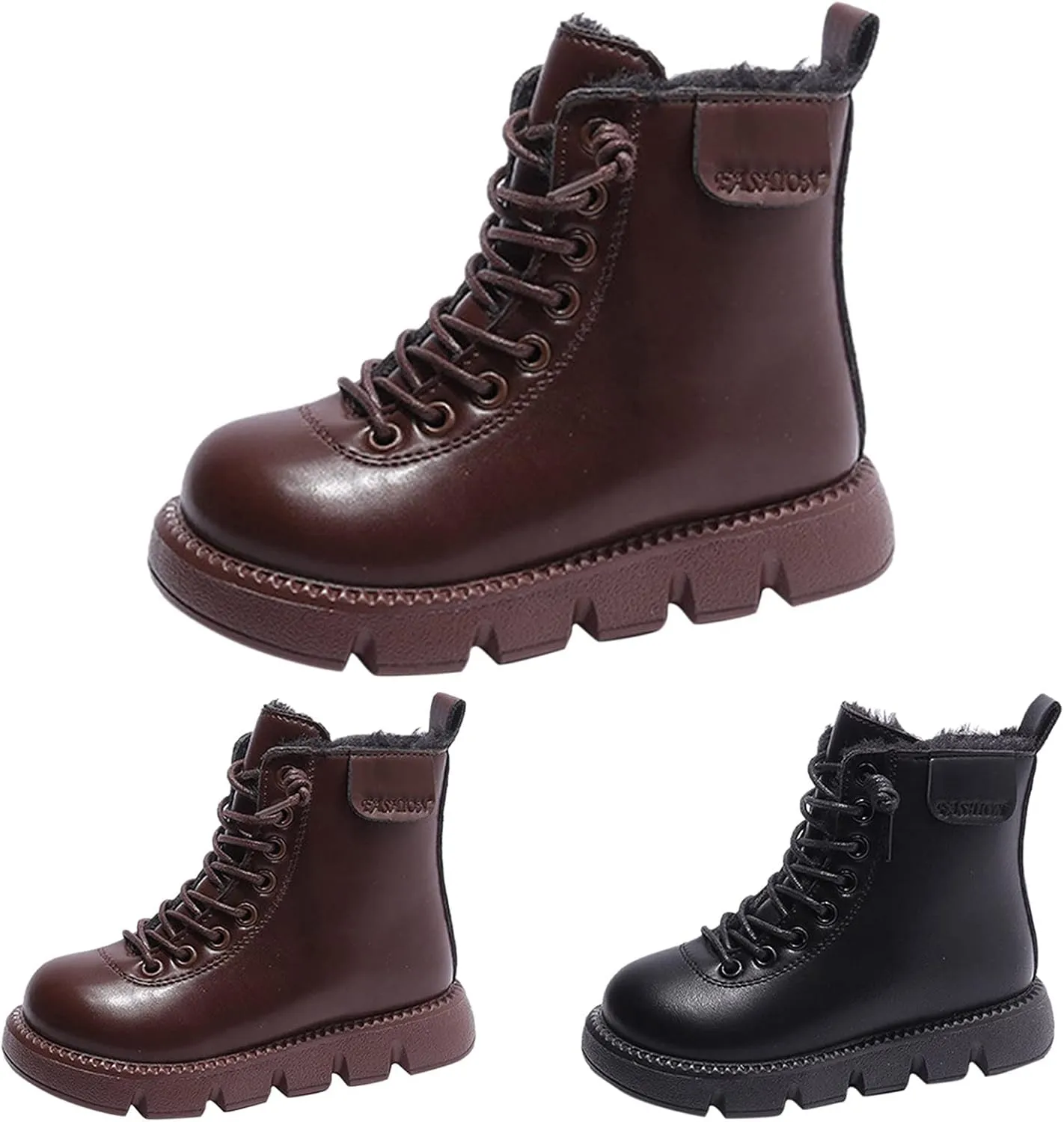 Fashion Winter Children Boots Boys and Girls Ankle Boots Flat Bottom Non Slip High Top Plush Warm and Kid Winter Boots