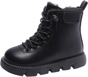Fashion Winter Children Boots Boys and Girls Ankle Boots Flat Bottom Non Slip High Top Plush Warm and Kid Winter Boots