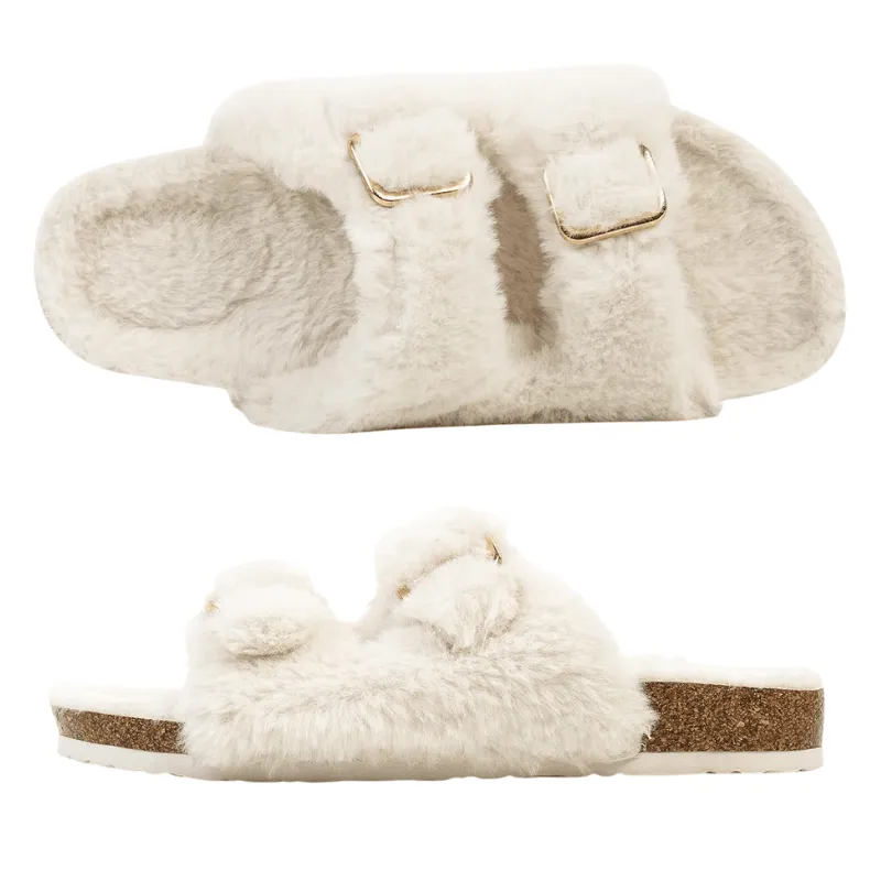 Faux Fur Slide Slippers – Cozy Luxury for Indoor Outdoor Comfort