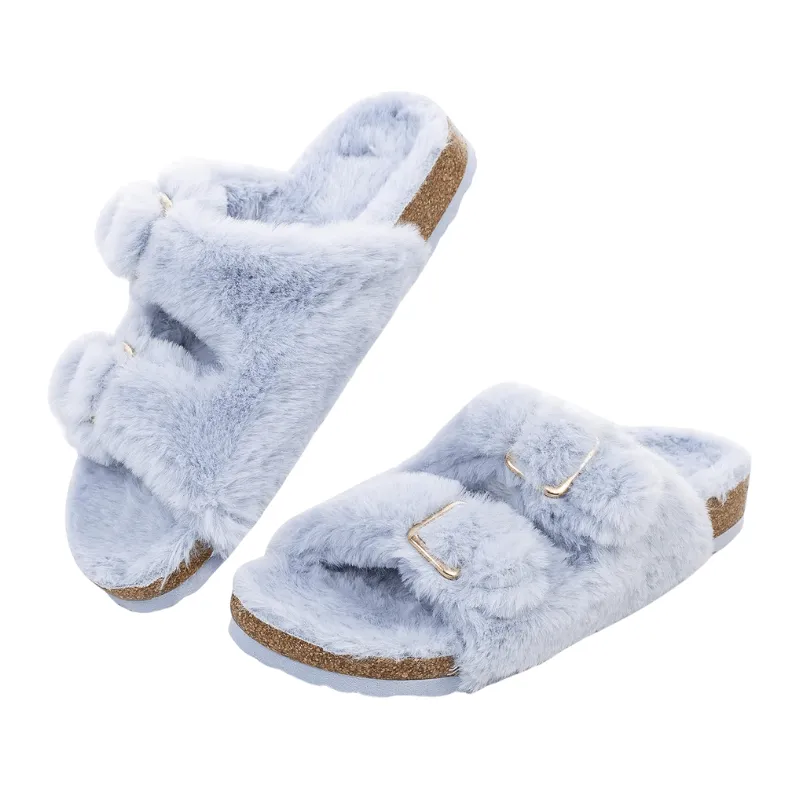 Faux Fur Slide Slippers – Cozy Luxury for Indoor Outdoor Comfort