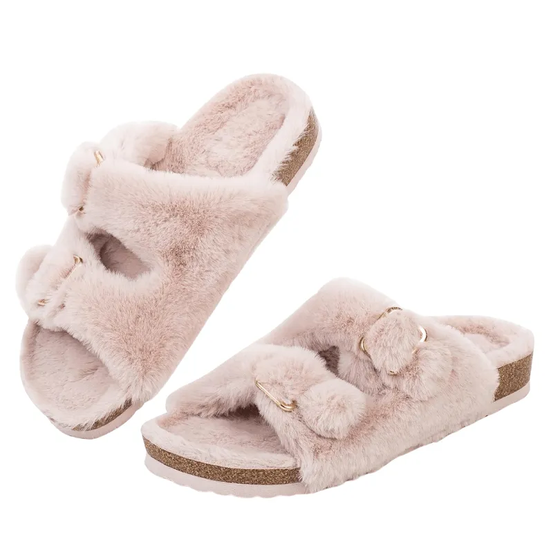 Faux Fur Slide Slippers – Cozy Luxury for Indoor Outdoor Comfort
