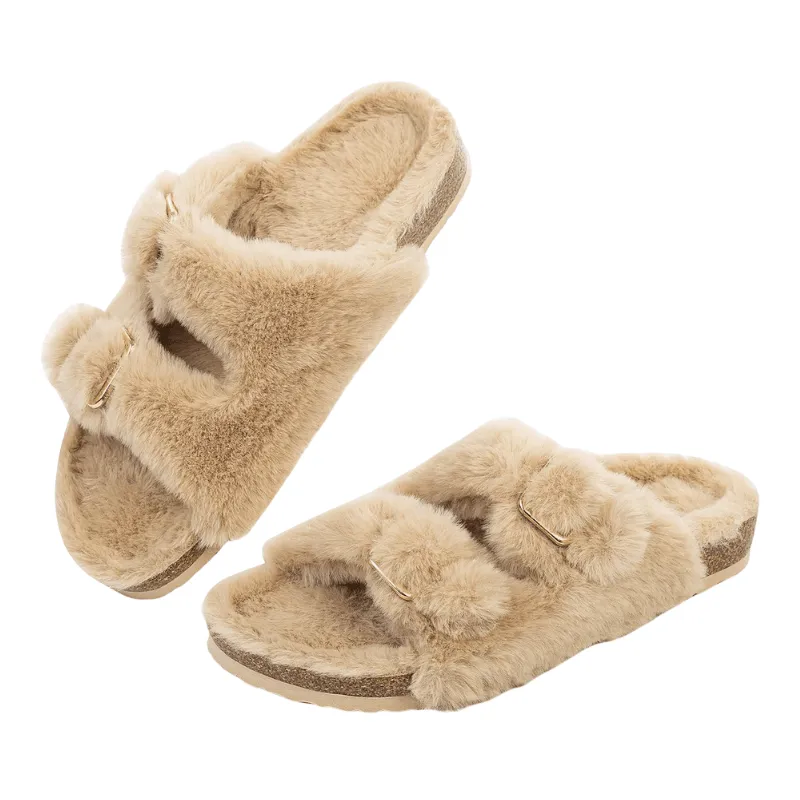 Faux Fur Slide Slippers – Cozy Luxury for Indoor Outdoor Comfort