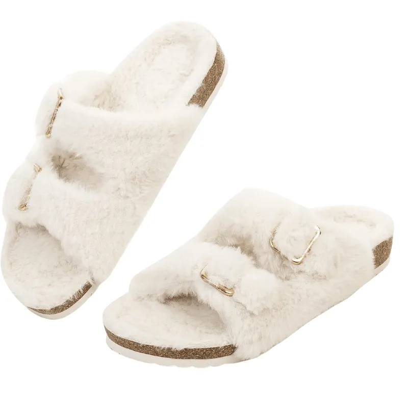 Faux Fur Slide Slippers – Cozy Luxury for Indoor Outdoor Comfort