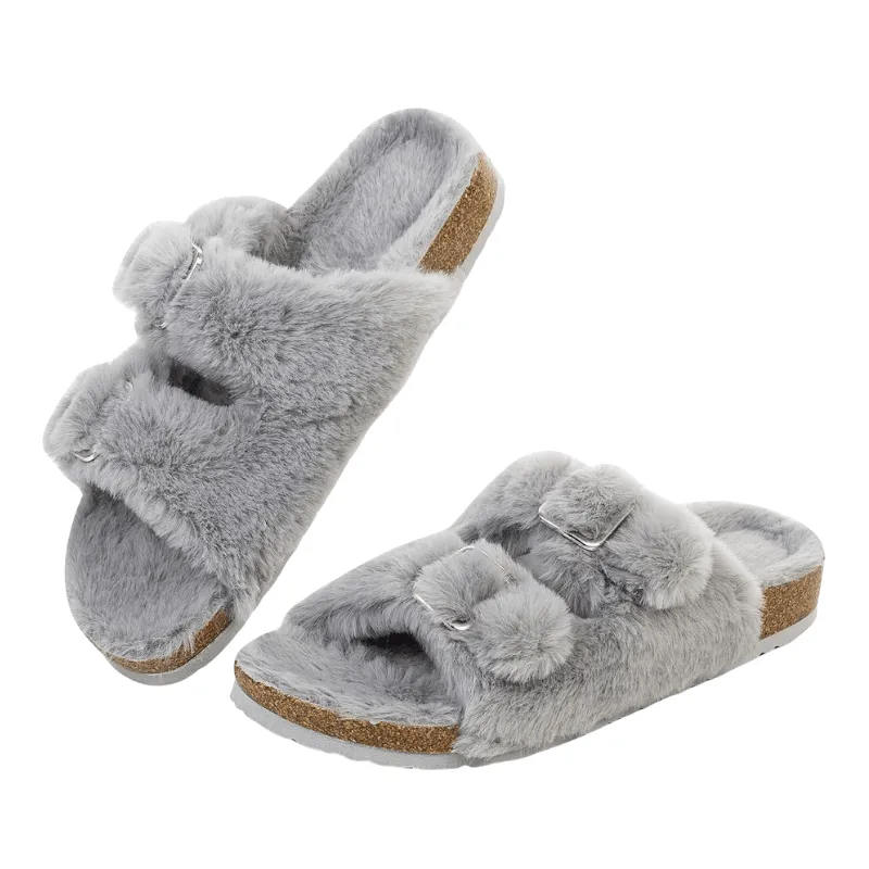 Faux Fur Slide Slippers – Cozy Luxury for Indoor Outdoor Comfort