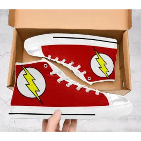 Flash Superhero Comics Shoes High Top Sneakers for Kids and Adults