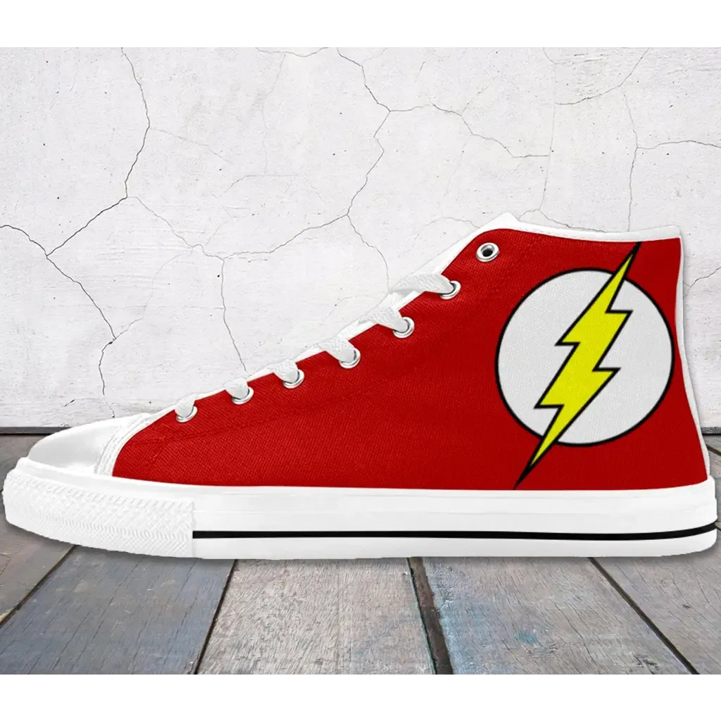 Flash Superhero Comics Shoes High Top Sneakers for Kids and Adults