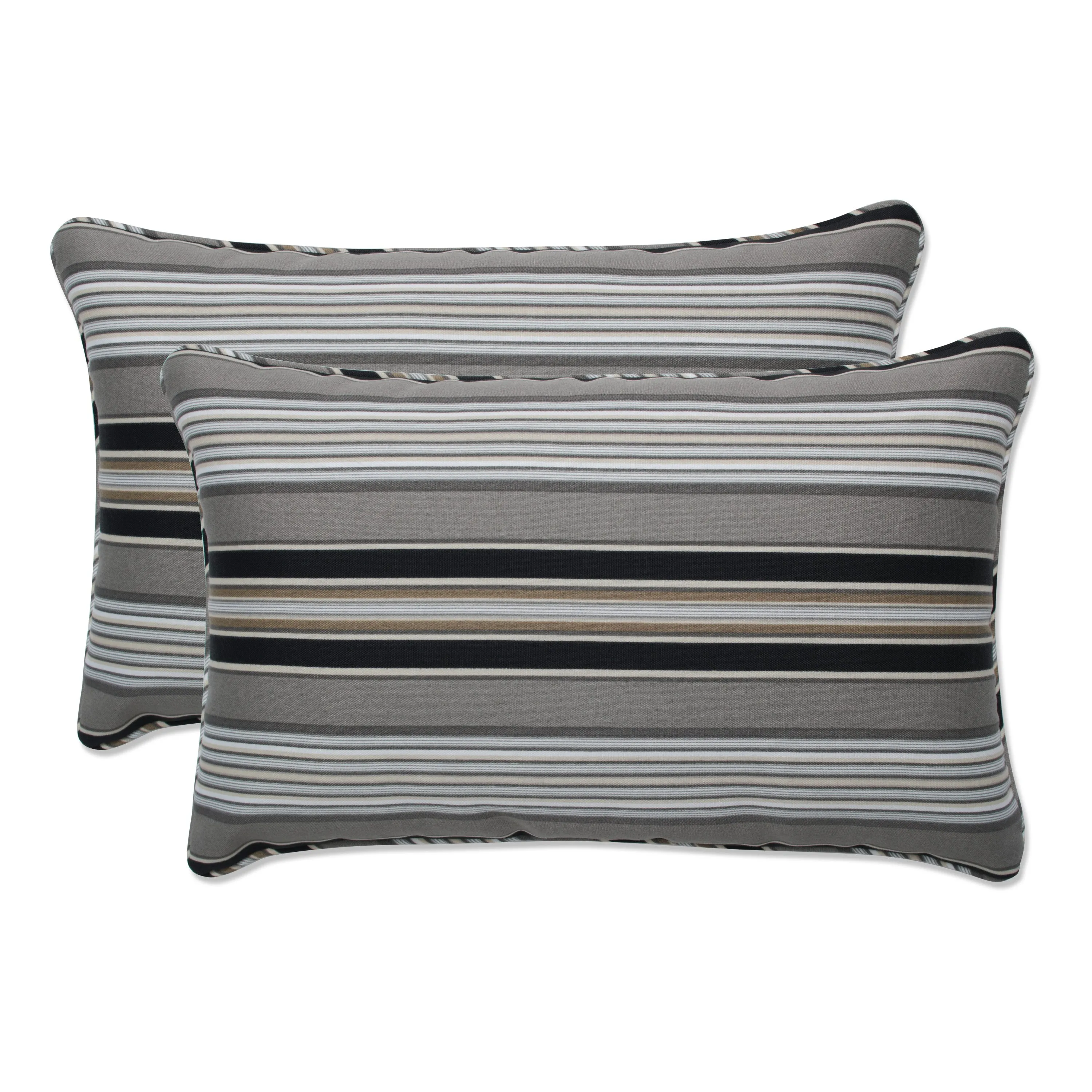 Getaway Stripe Black Rectangle Throw Pillow (Set Of 2)