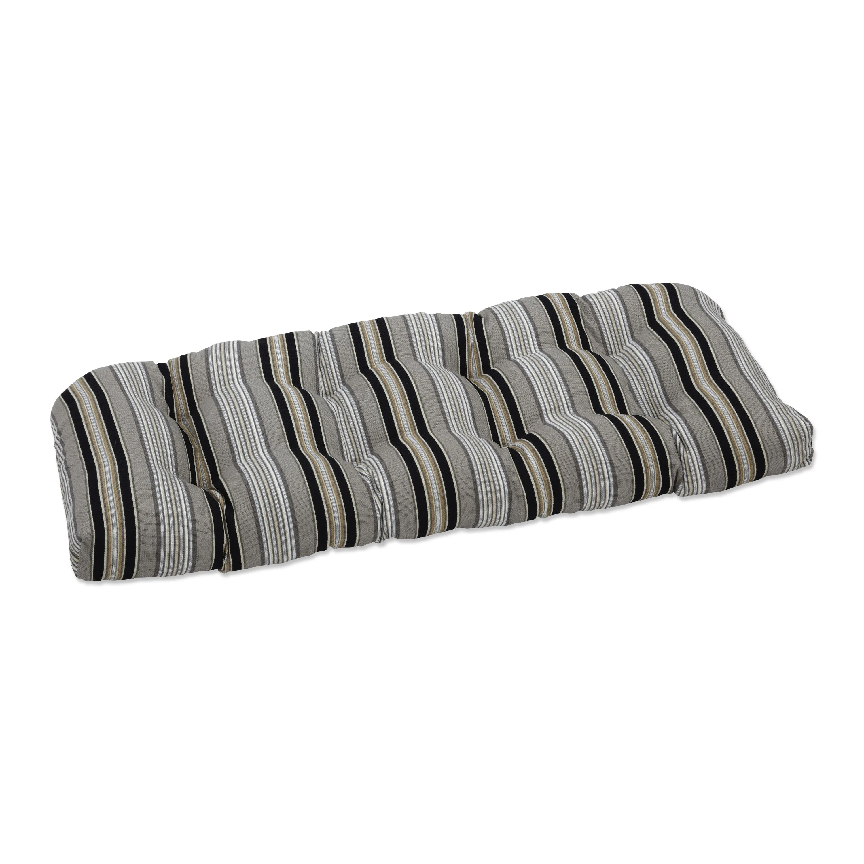 Getaway Stripe Black Wicker Loveseat Cushion