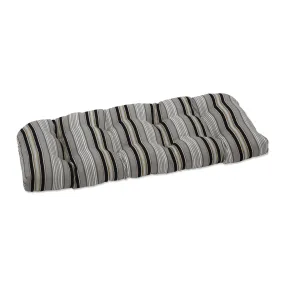 Getaway Stripe Black Wicker Loveseat Cushion