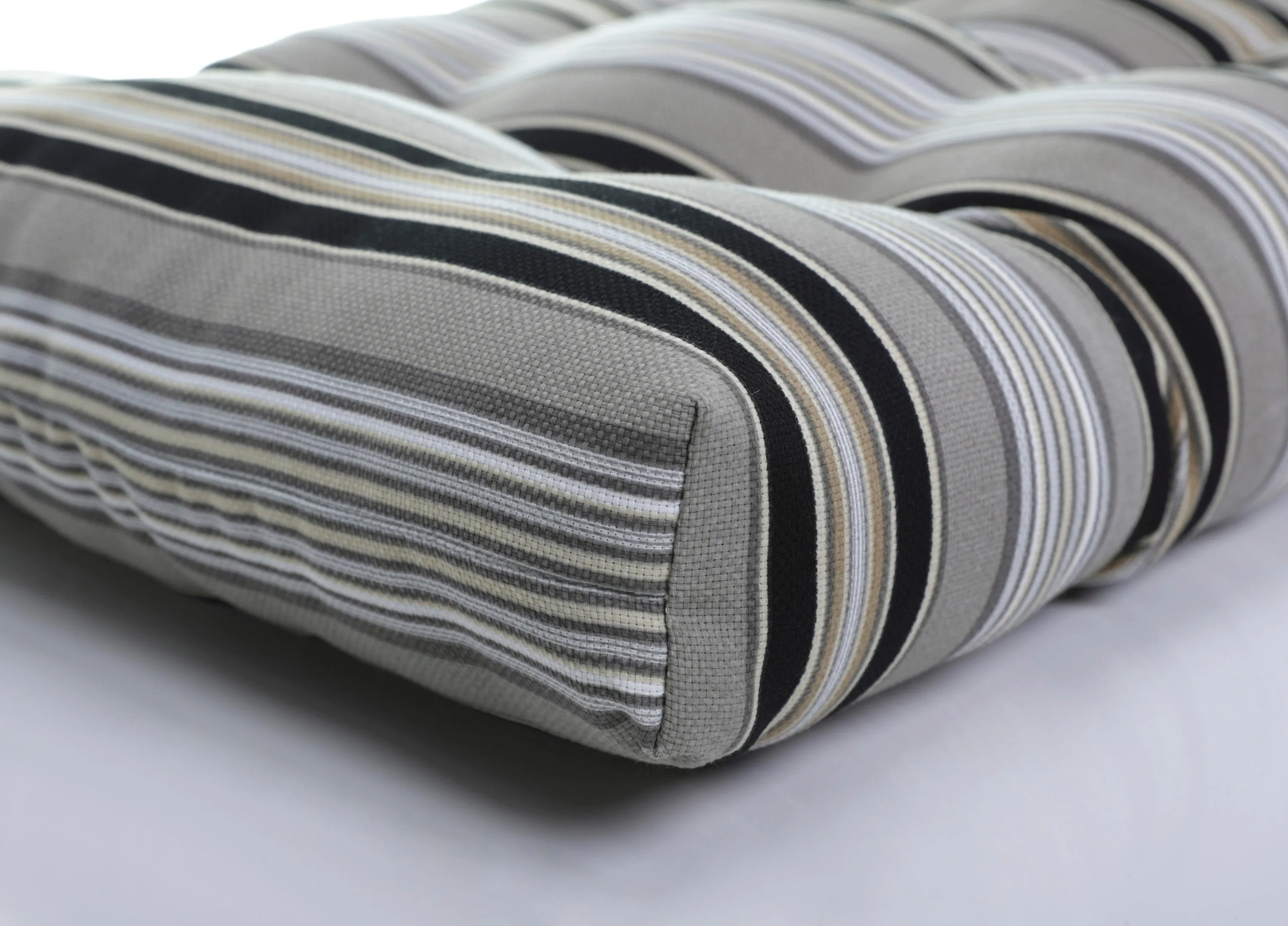 Getaway Stripe Black Wicker Loveseat Cushion