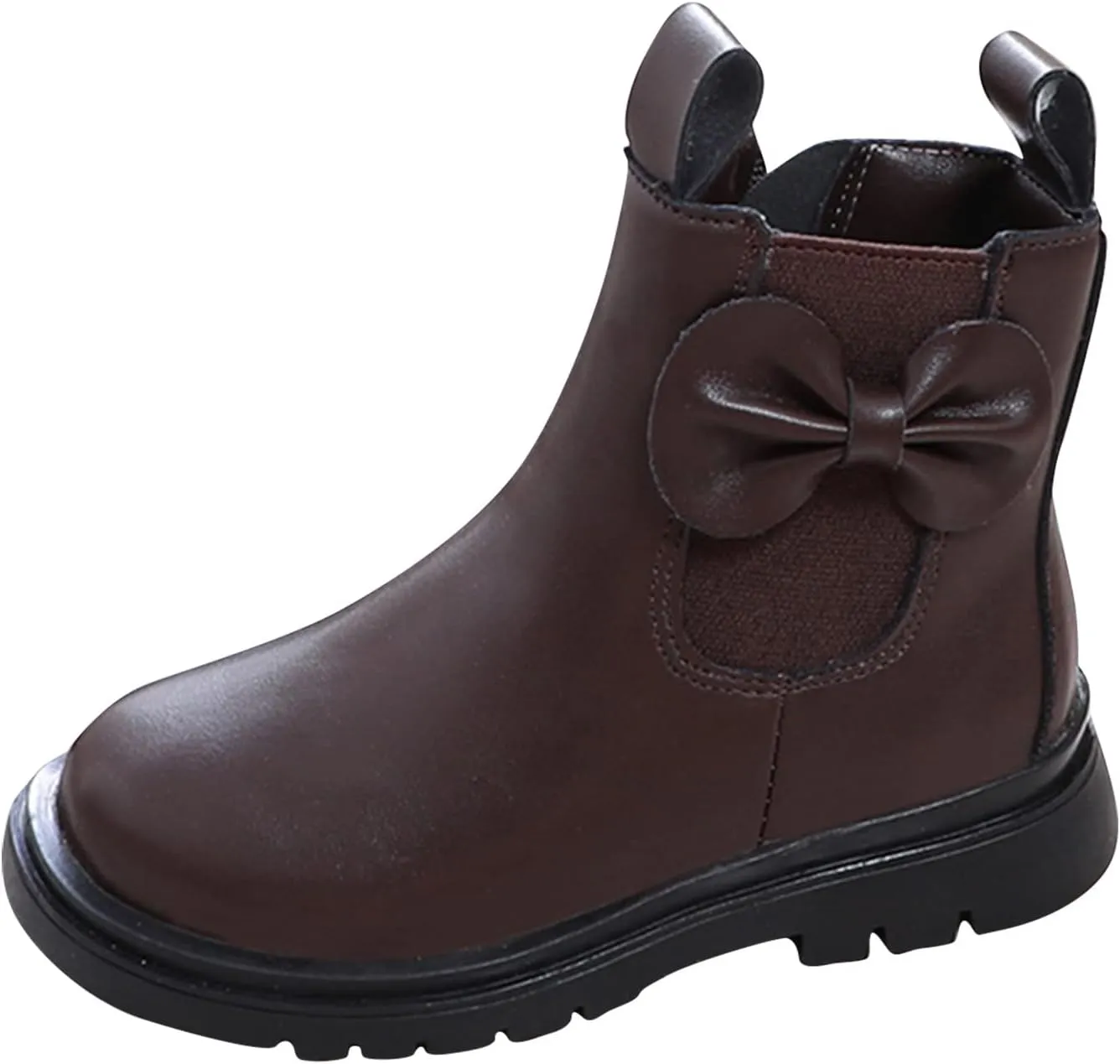 Girls Ankle Boots Leather Boots with Bow Kids Comfortable Slip on Chelsea Booties for Toddler Little Kid Big Kids